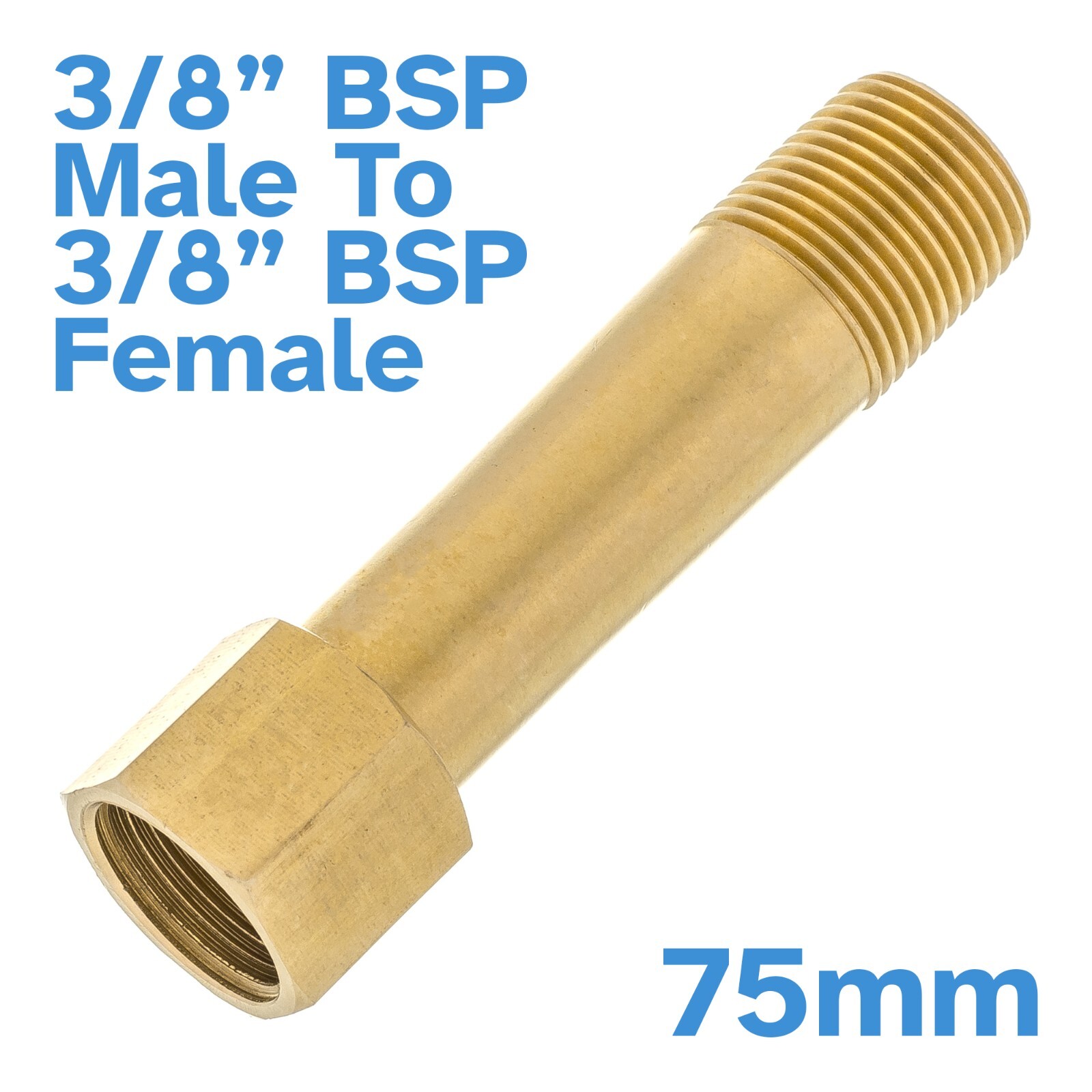 75mm 3/8" BSP Male To Female Thread Brass Pipe Extension Fitting Connector