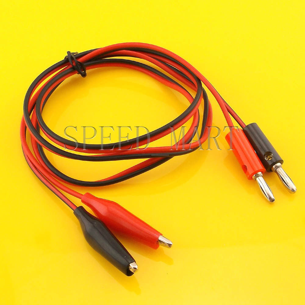 1 PAIR set Banana Plug Probe Cable to Alligator Test Lead Clip 1m Multimeter
