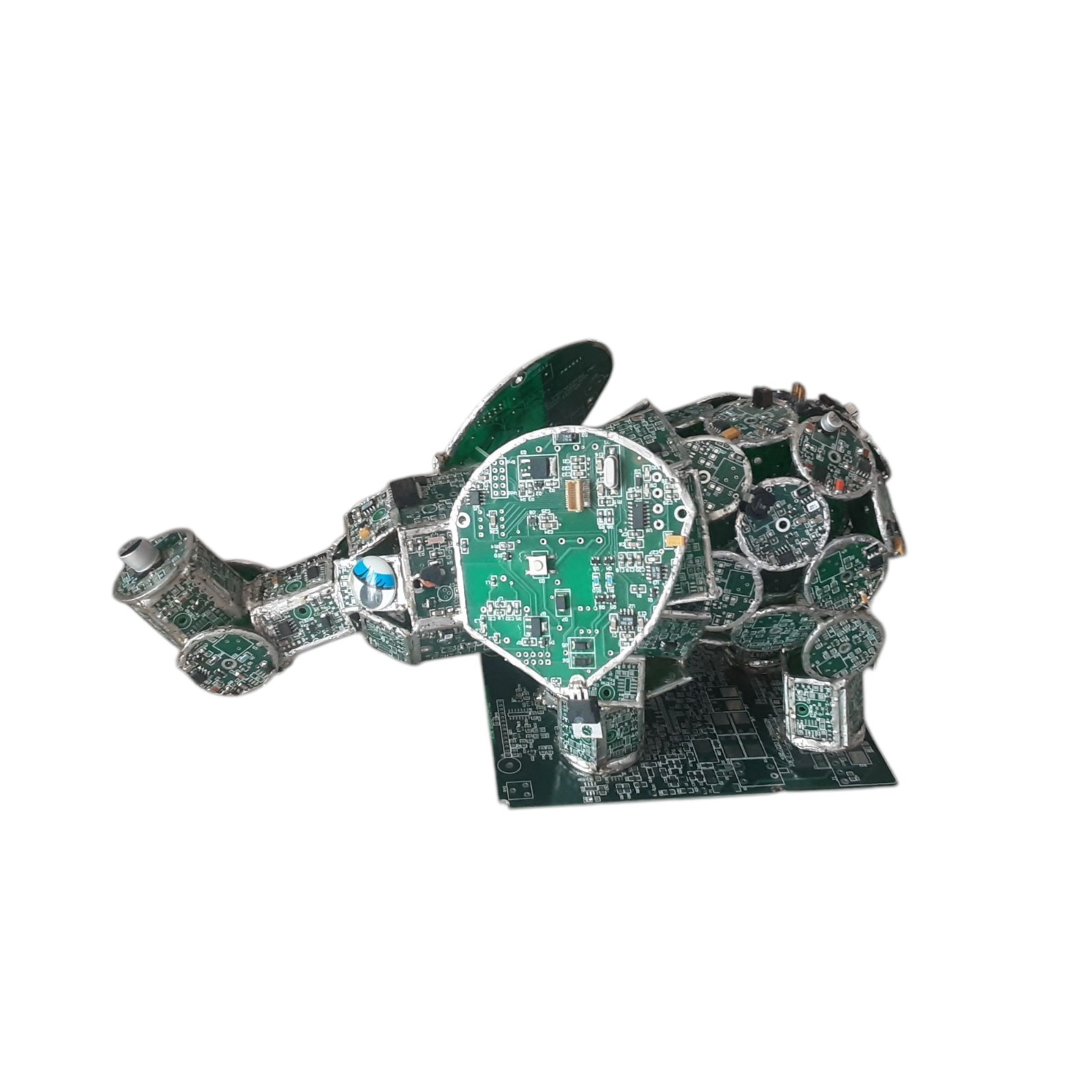 Upcycled Circuit Board Eclectic Elephant Art Model. Unique. 12 X 5"