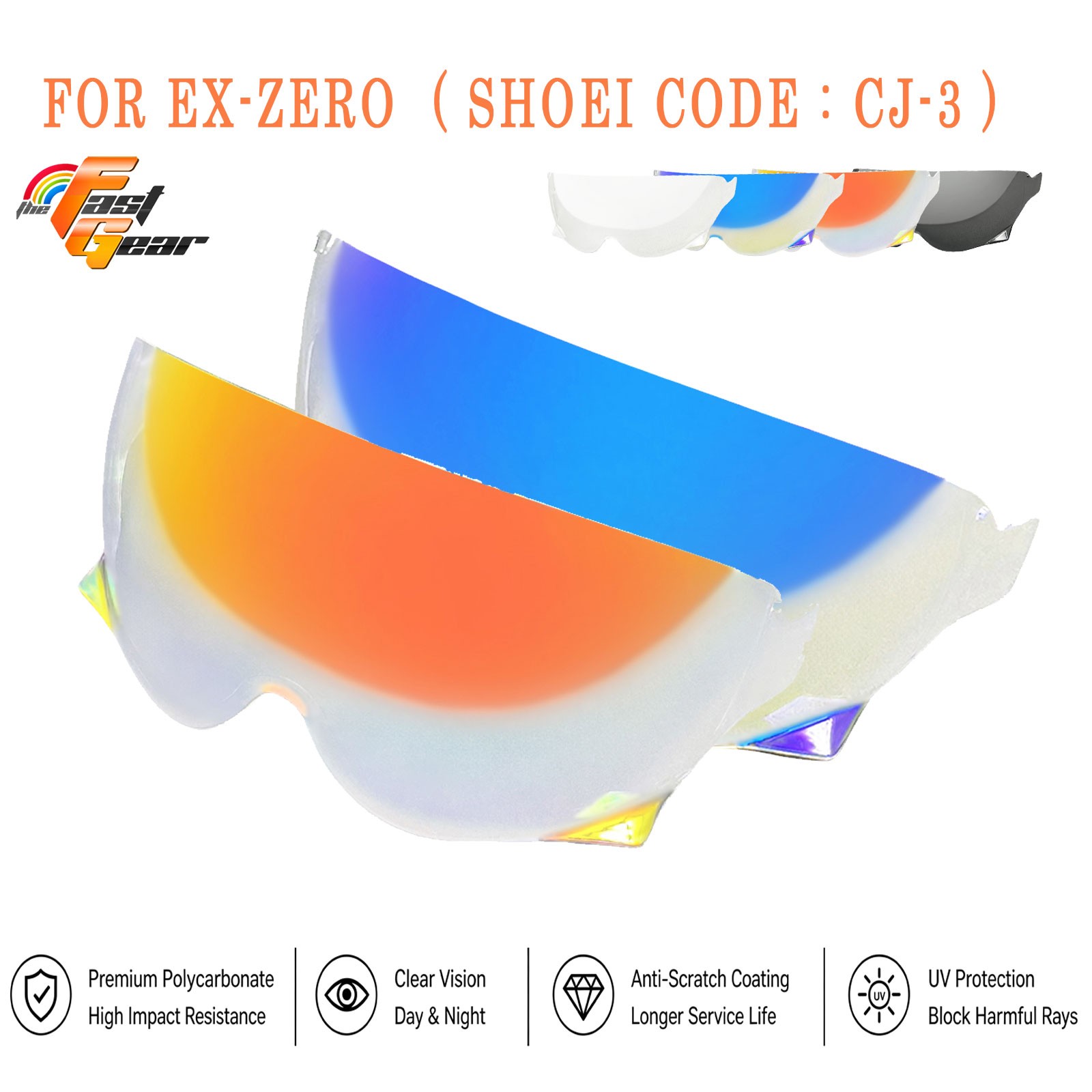 Shatter Resistant Day Night CJ-3 Helmet Visor for SHOEI EX-ZERO JO Anti-Scratch