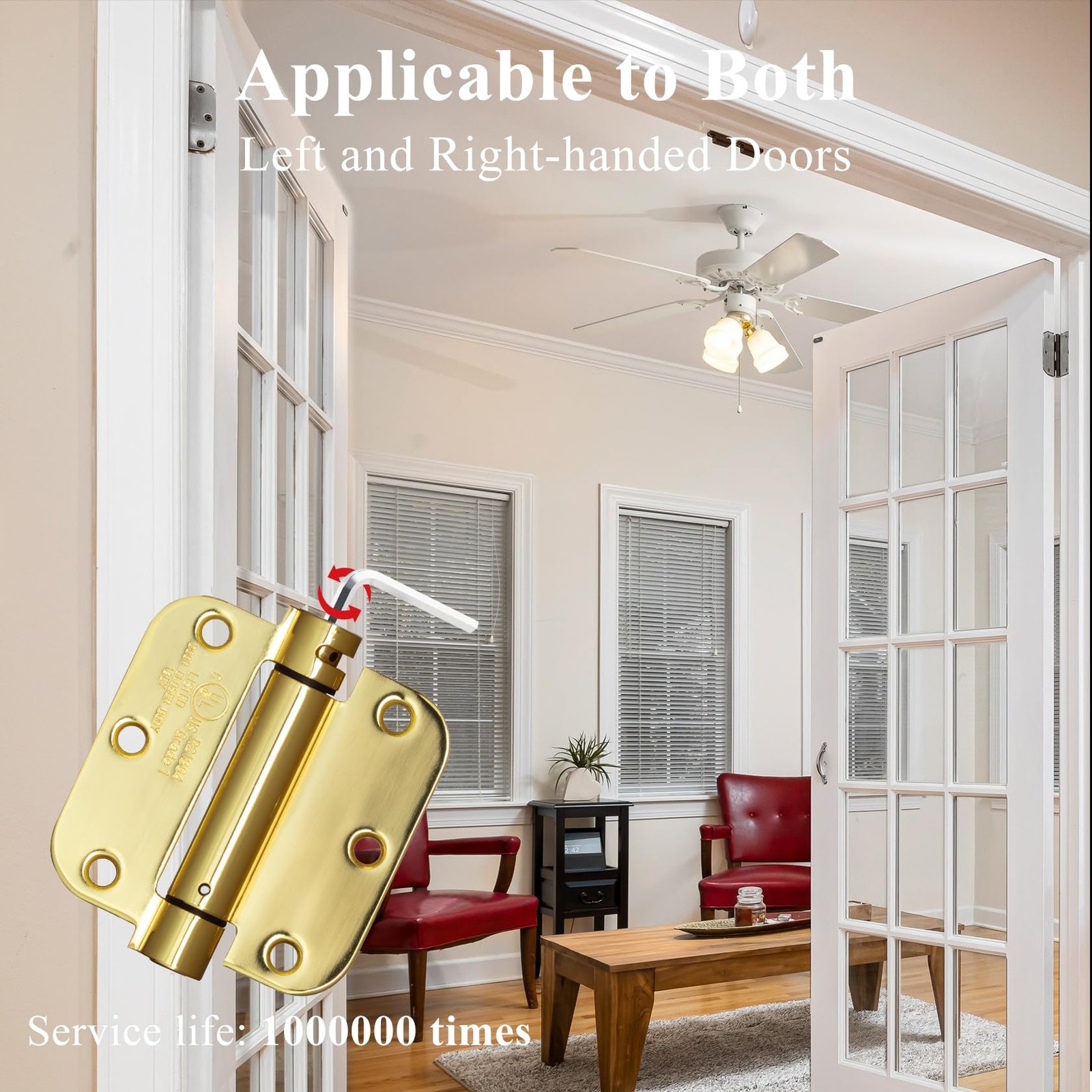 Sophia SelfClosing Door Hinge 3.5 Inch Rounded 5/8 Radius Interior, Spring Lo...