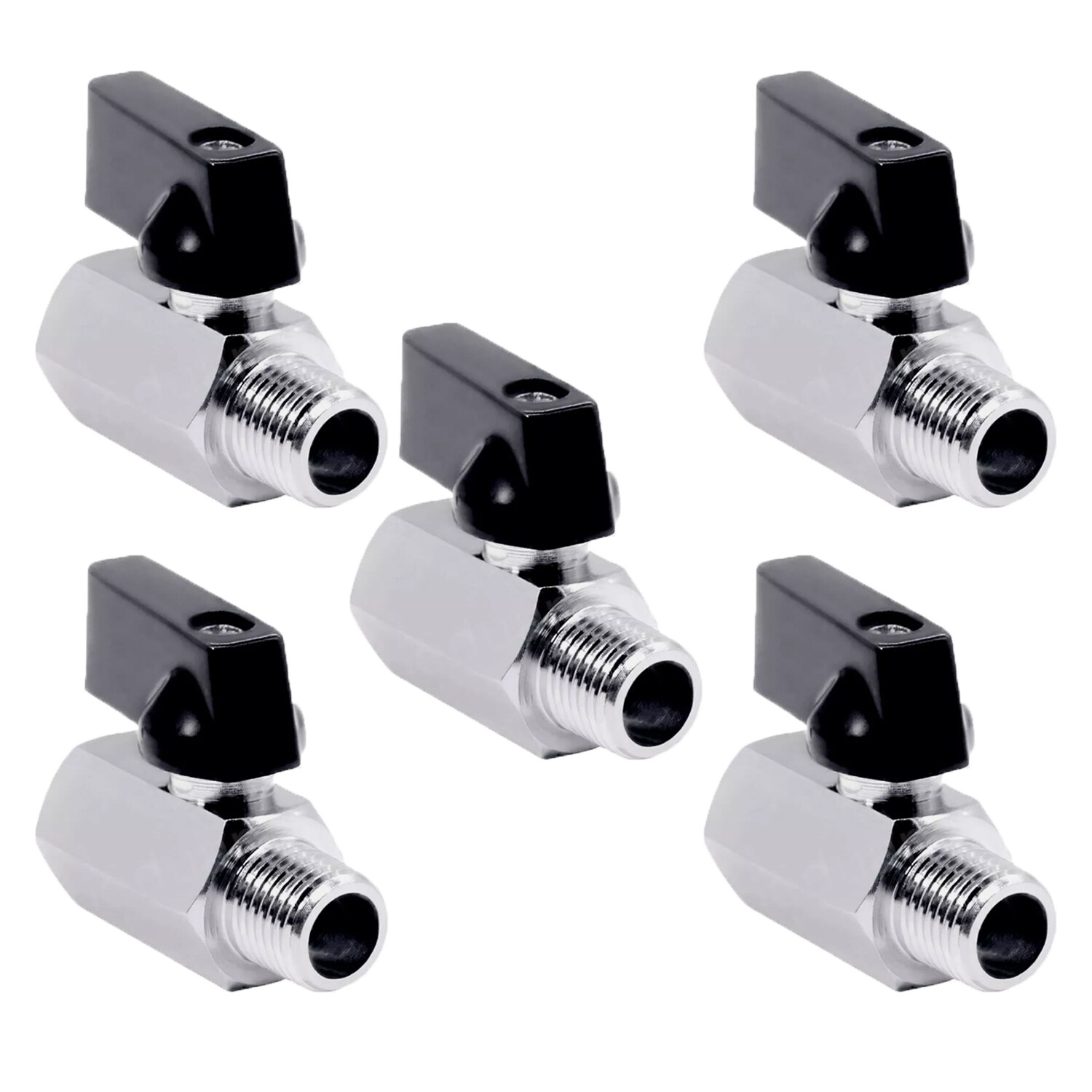 5* Mini Ball Valve 1/8" Male X Female NPT Chrome Plated Brass Body 450 psi M X F