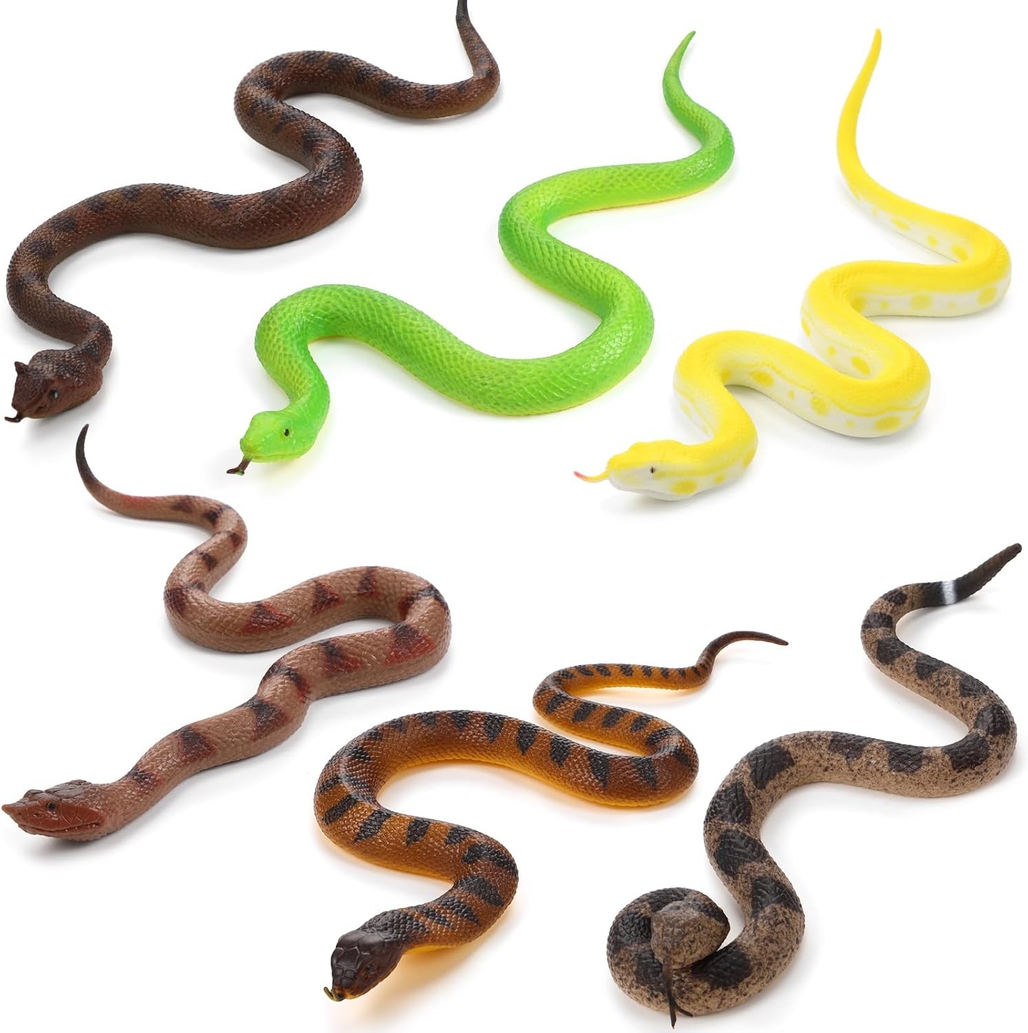 6pcs Fake Snakes Prank, Soft Rubber Snake Realistic Keep Birds Away, Lifelike Fa