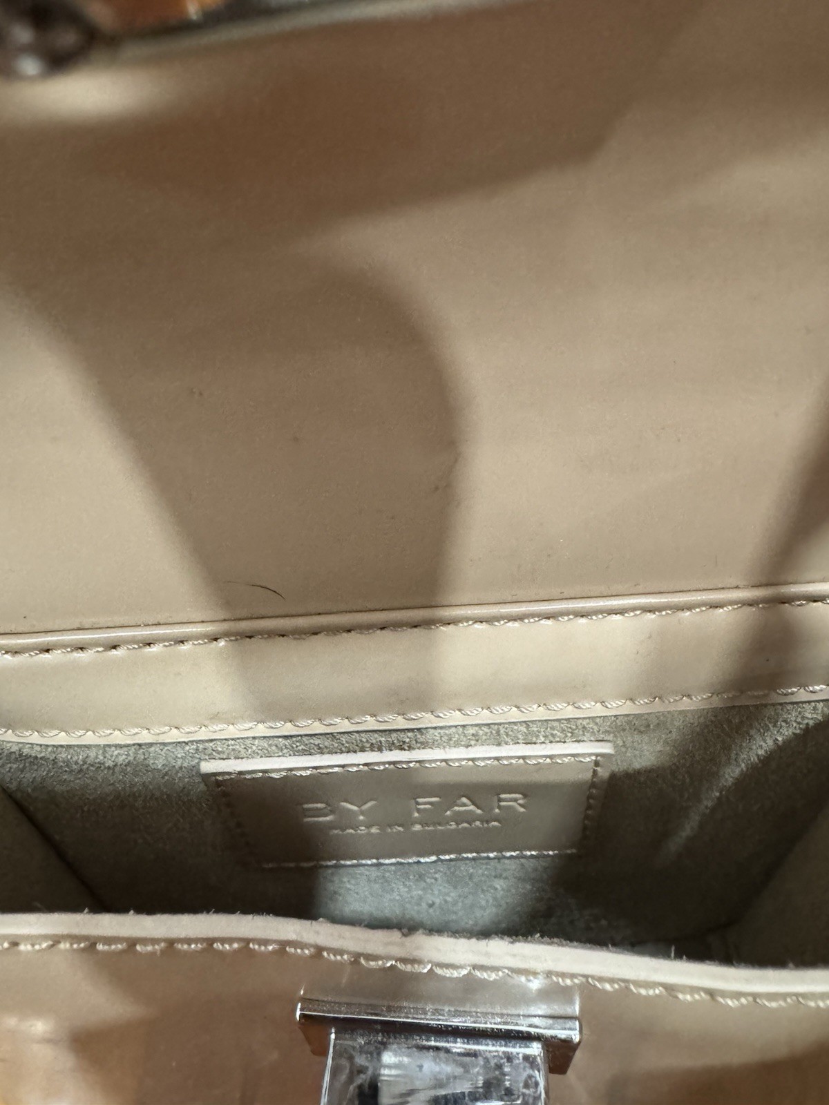 By Far Billy Patent Leather Shoulder Bag Beige
