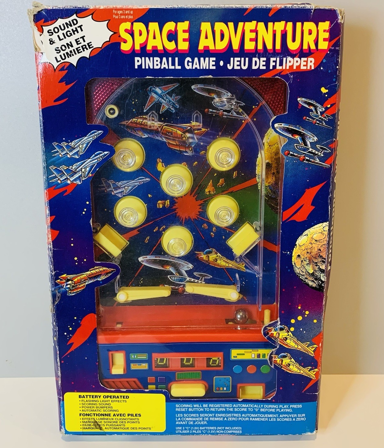 Space Adventure Tabletop Action Pinball Battery Operated 1998 - Works But Noisy