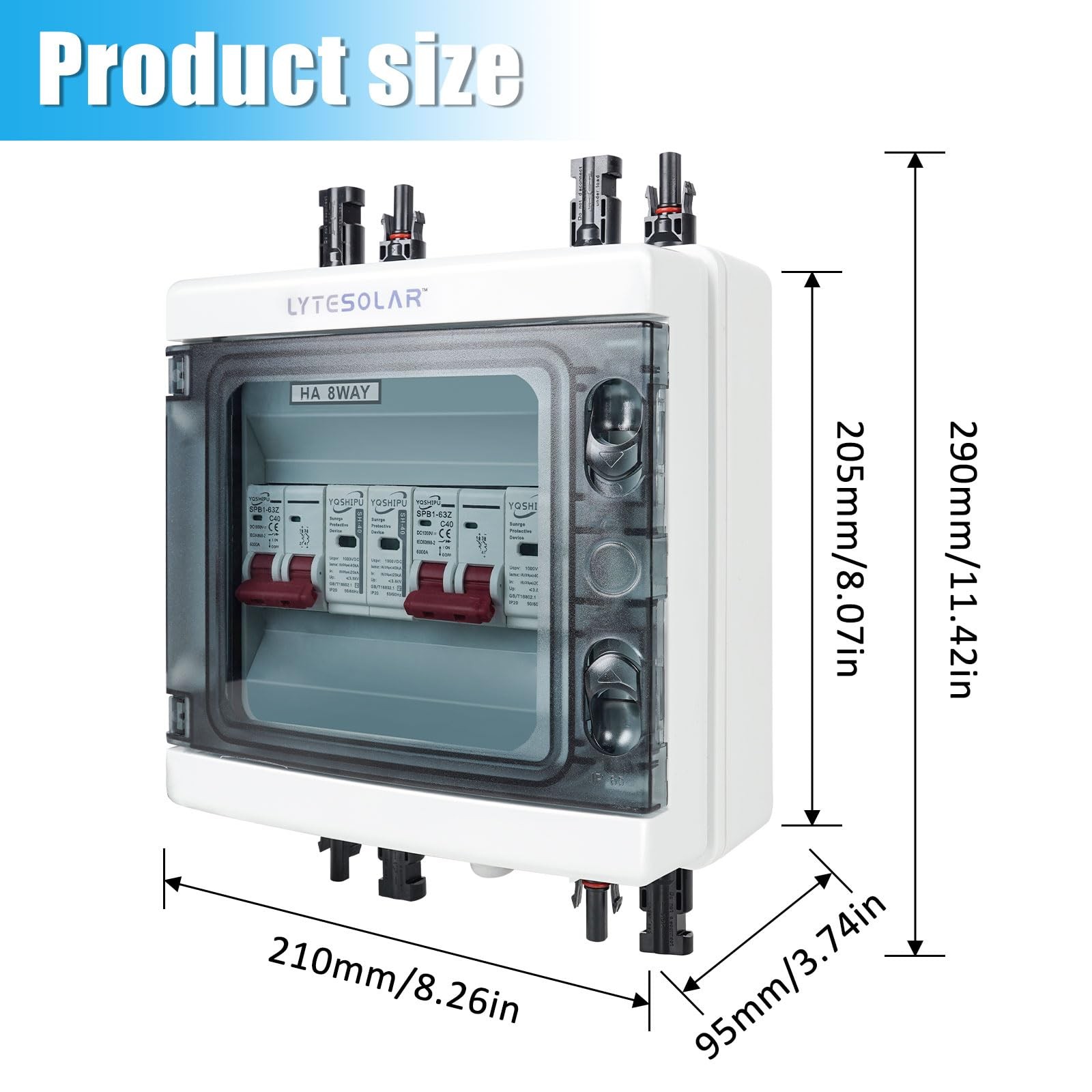 Lytesolar 2 String 1000V Pv Combiner 2 In 2 Out Dual String 63A Dc Circuit