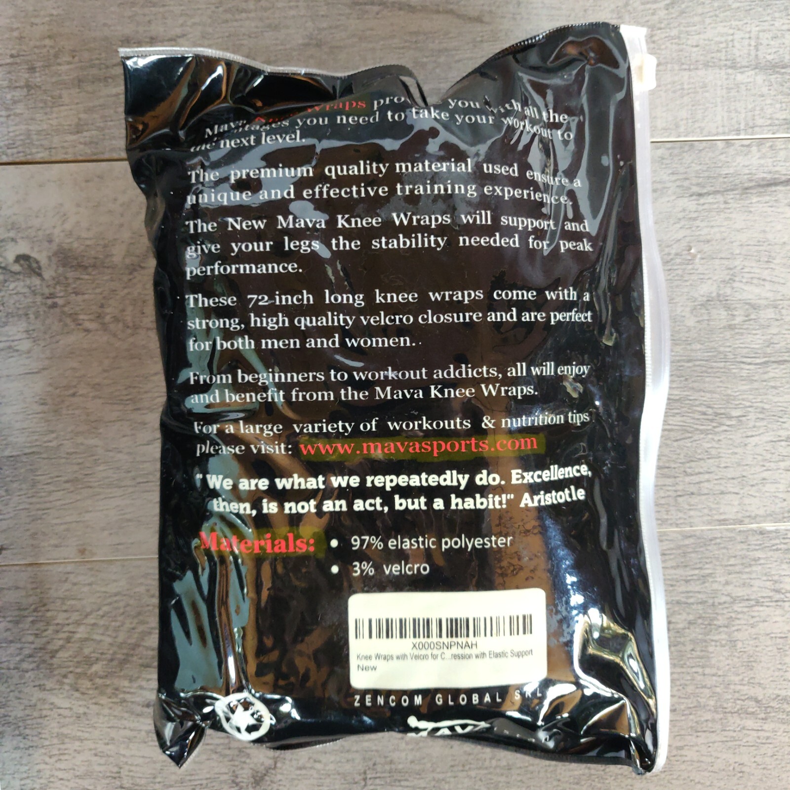 MAVA Heavy Duty Weight Lifting Knee Wraps with Valcro Straps
