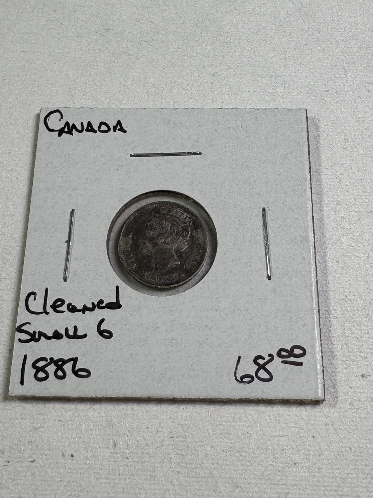 1886 Canada 5 Cents Small Silver Coin Small 6 Cleaned