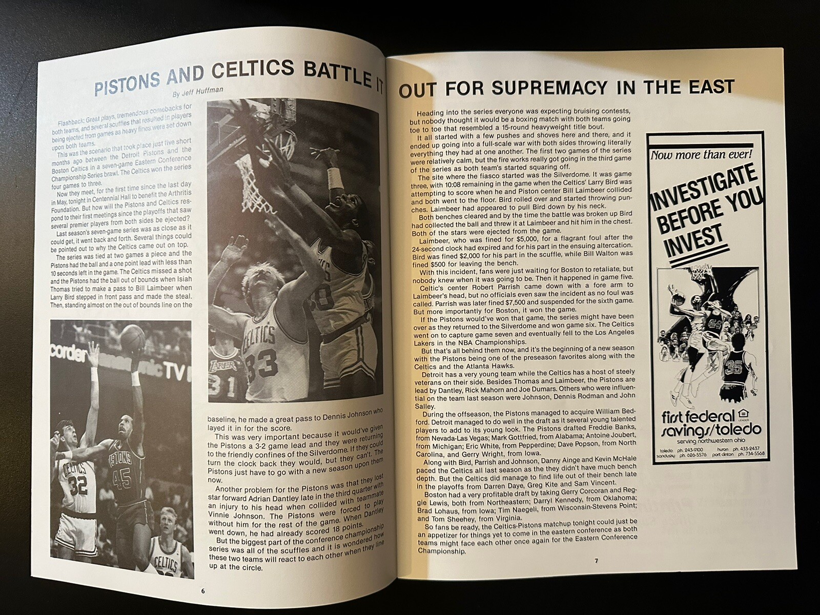 1987 NBA Arthritis Classic Program Pistons vs Celtics Larry Bird