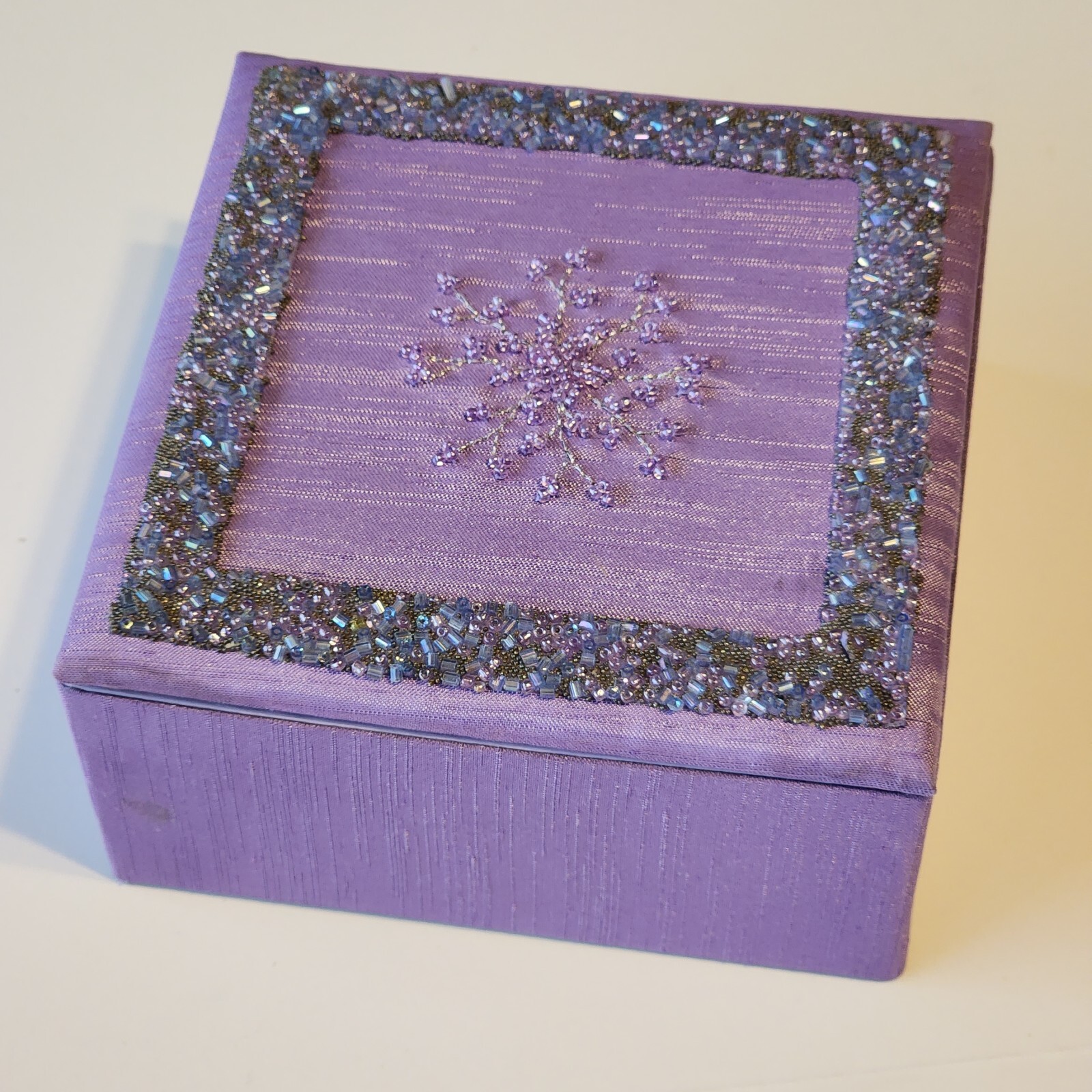 Retired Avon Beaded Lavender/Purple Trinket Box w/ Sachet No Candle