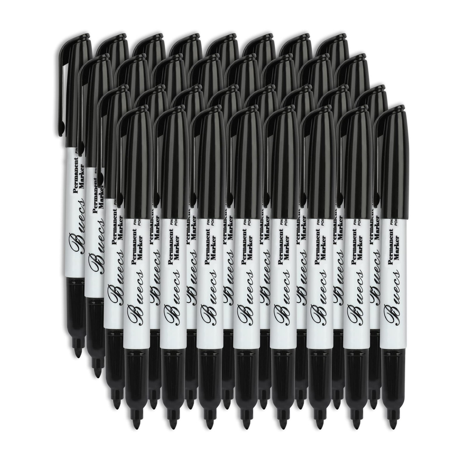 80 PCS Black Permanent Markers Fine Point Waterproof Smear Proof Bulk