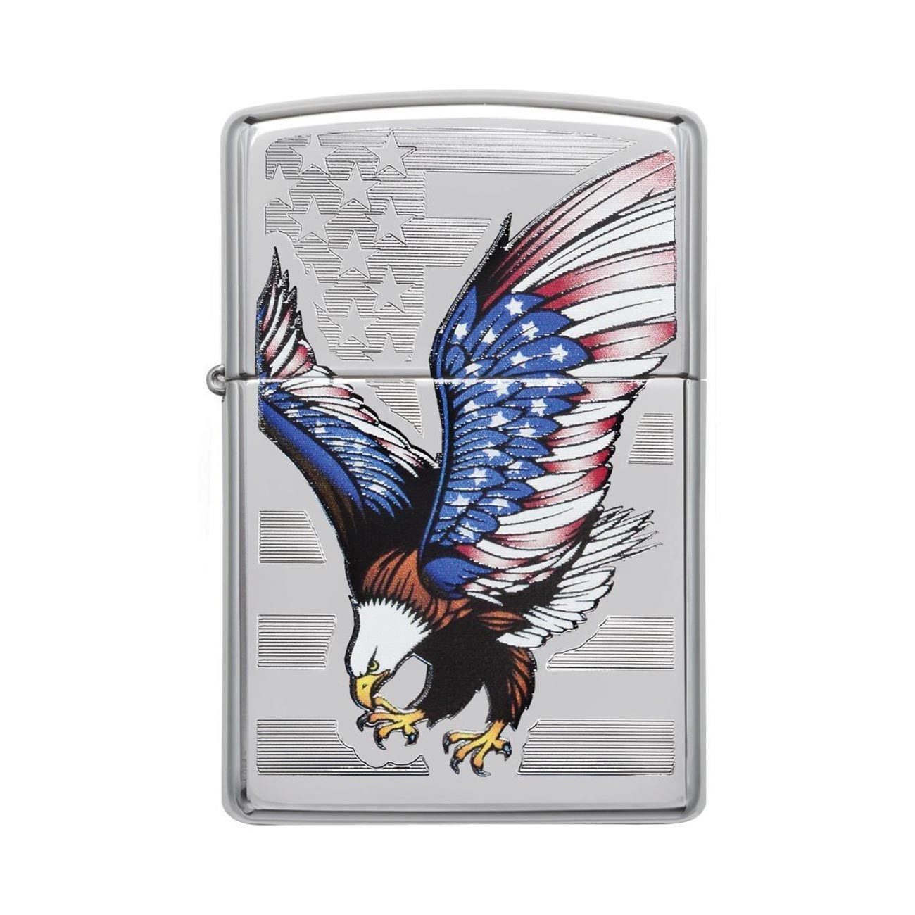 Zippo Windproof Lighters Made In U.S.A. Chrome Flag E-Star Award Eagle Z28449