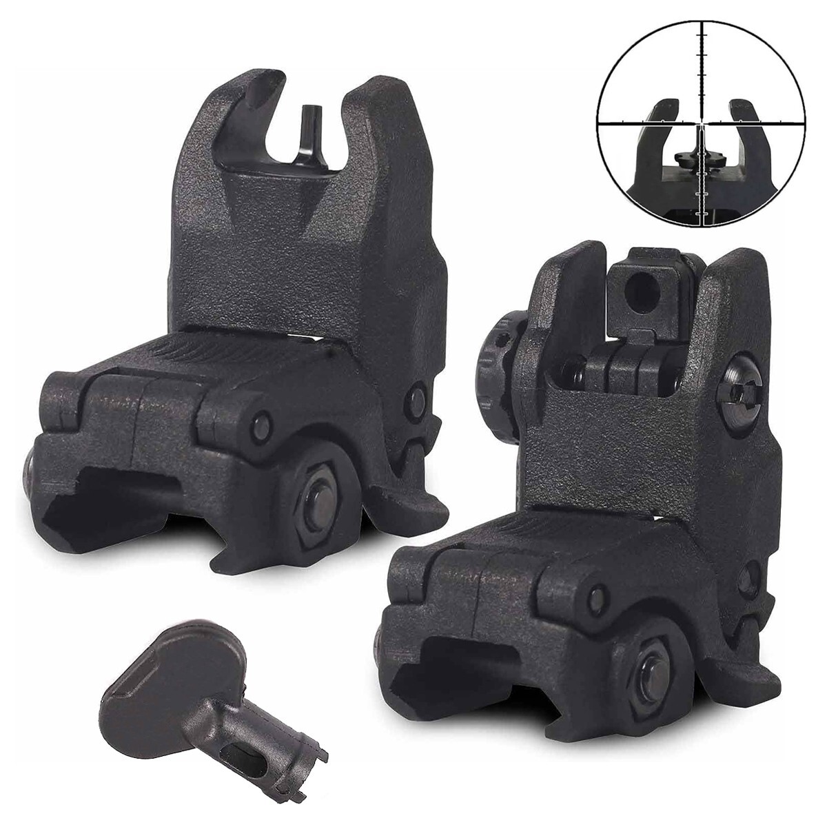 Gen 2 Folding Front Rear Sight Set Back Up Flip Up Sights Polymer For Picatinny