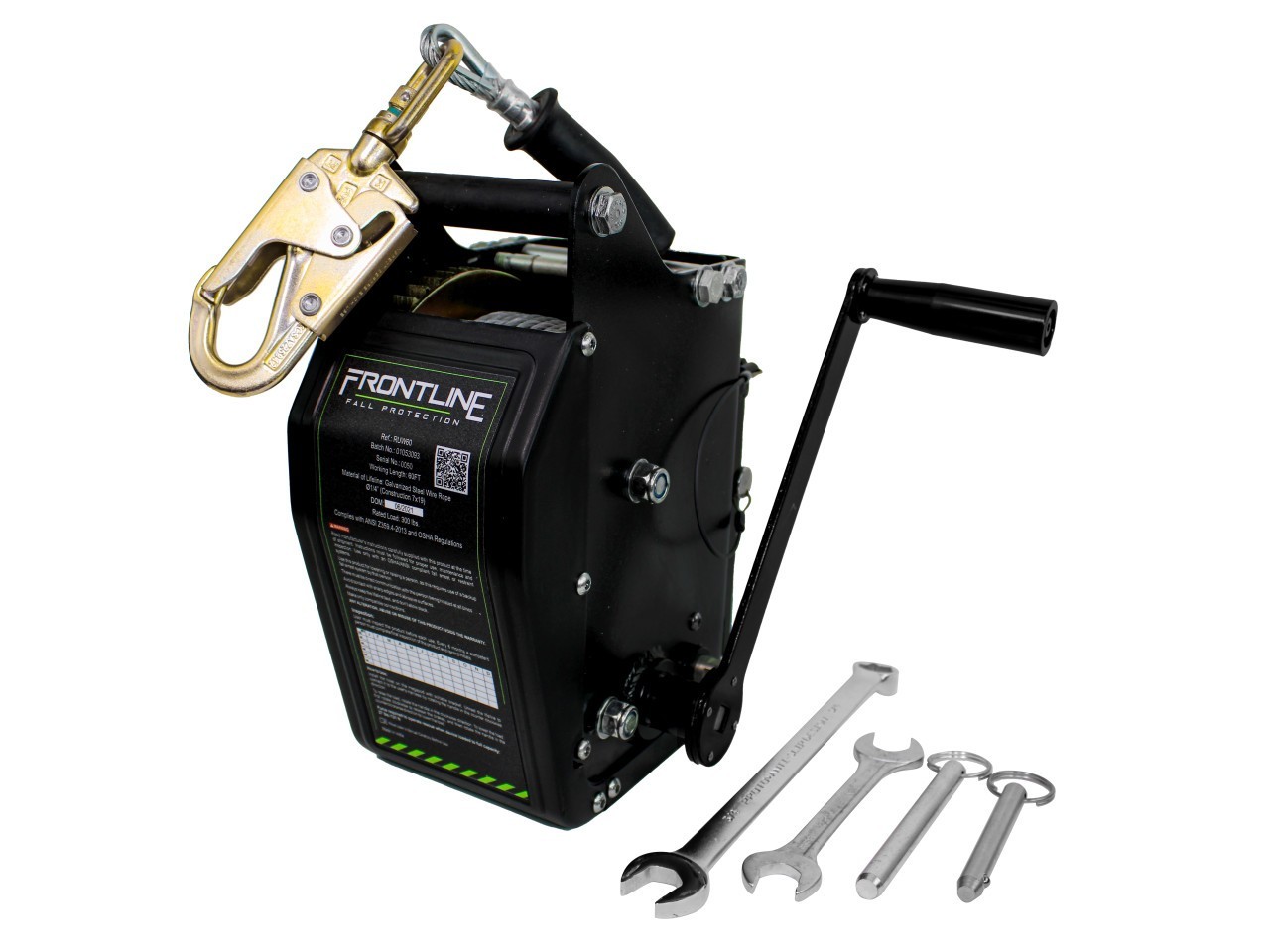 Frontline RUW60 60' Confined Space Winch with Galvanized Steel Cable