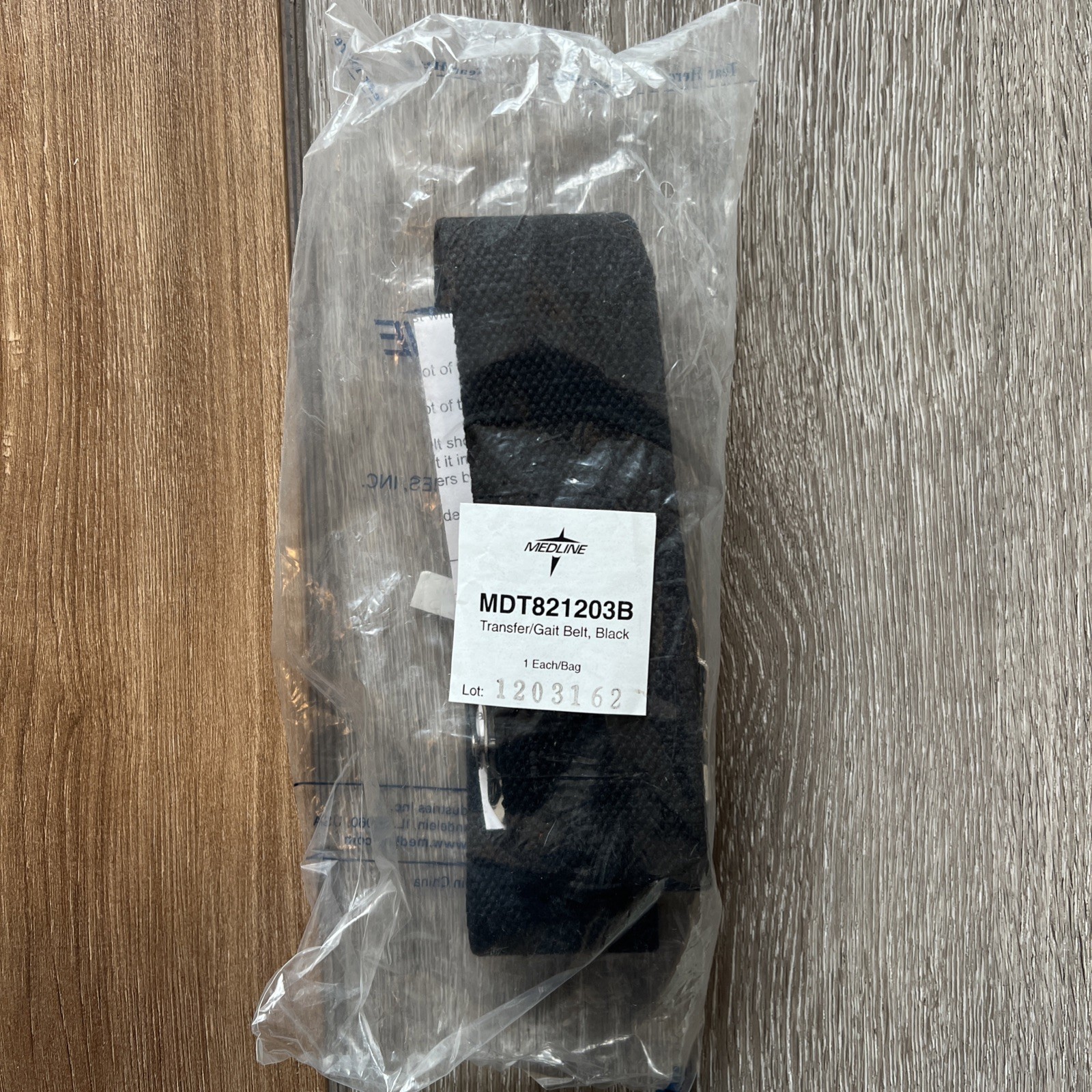 Medline Cotton Gait/Transfer Belt with Metal Buckle, 2" x 60", Black MDT821203B