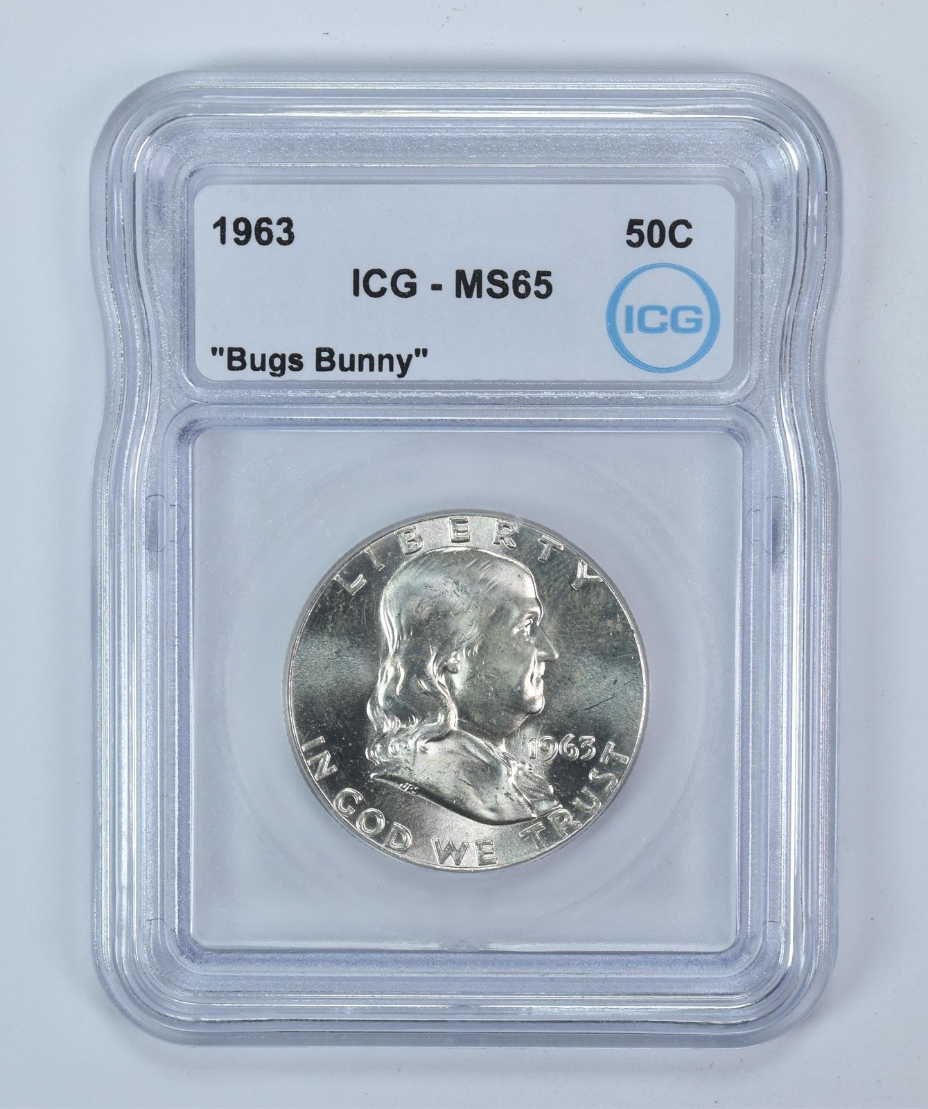 1963 Franklin Half Dollar Bugs Bunny MS65 ICG