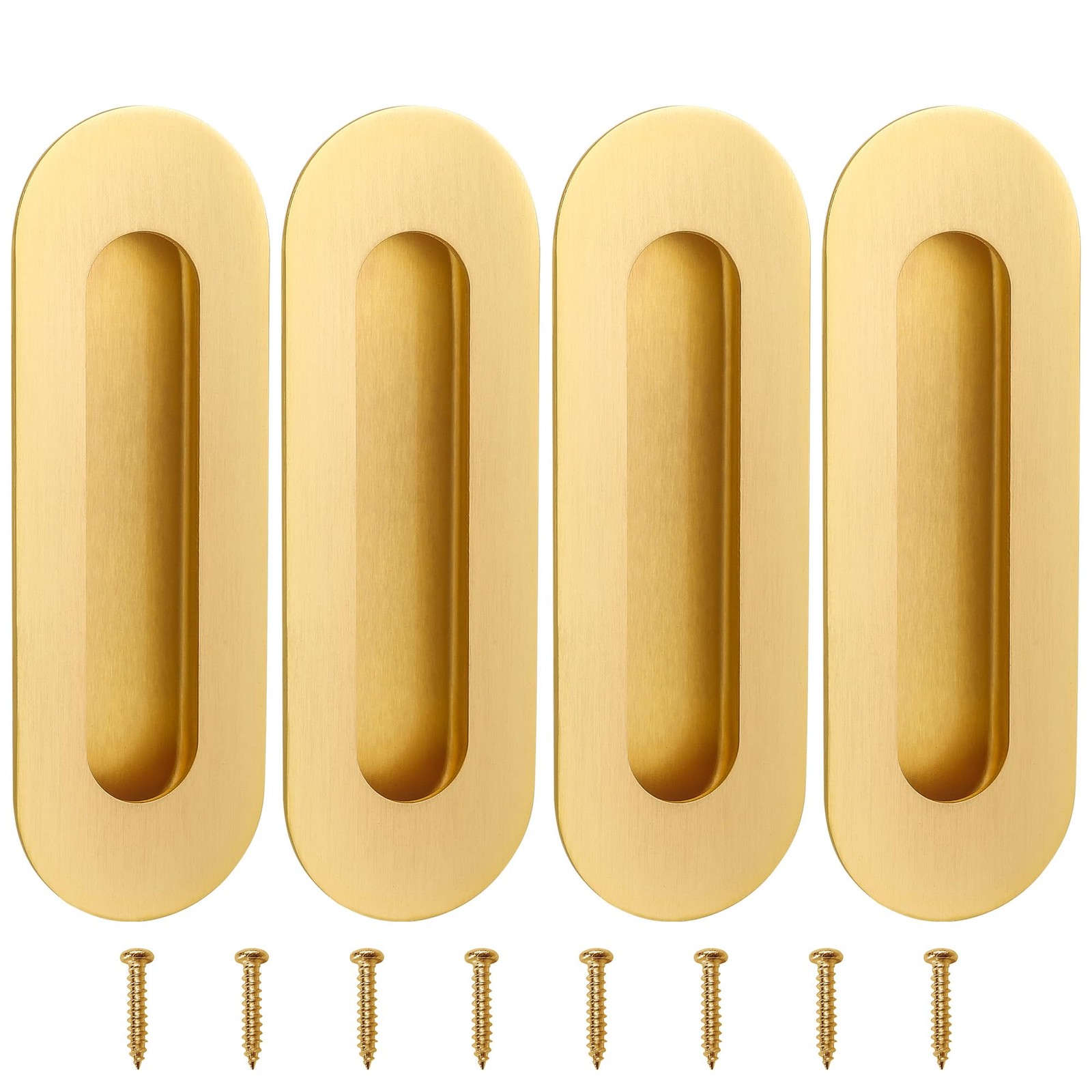 Malimali 6 Inch Gold Brushed Stainless Steel Recessed Finger Flush Pulls 4 Pack