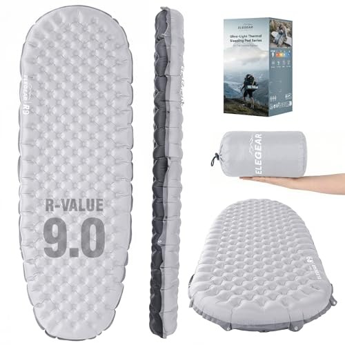 CumbreX Sleeping Pad for Camping with 9 R-Value, 4” Thick Regular Grey