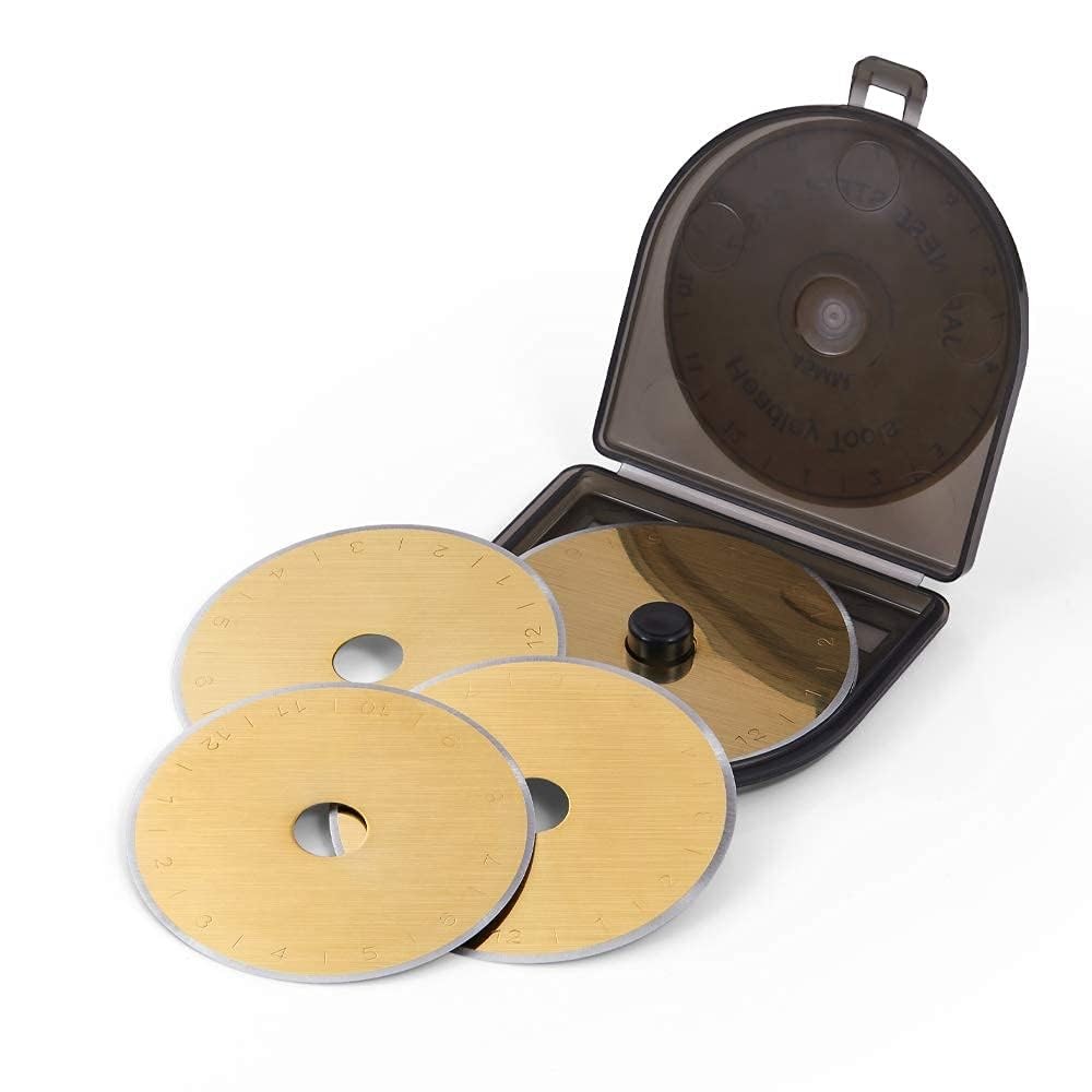 HEADLEY TOOLS Titanium Coated 45mm Rotary Cutter Blades 15 Pack Fits Olfa,