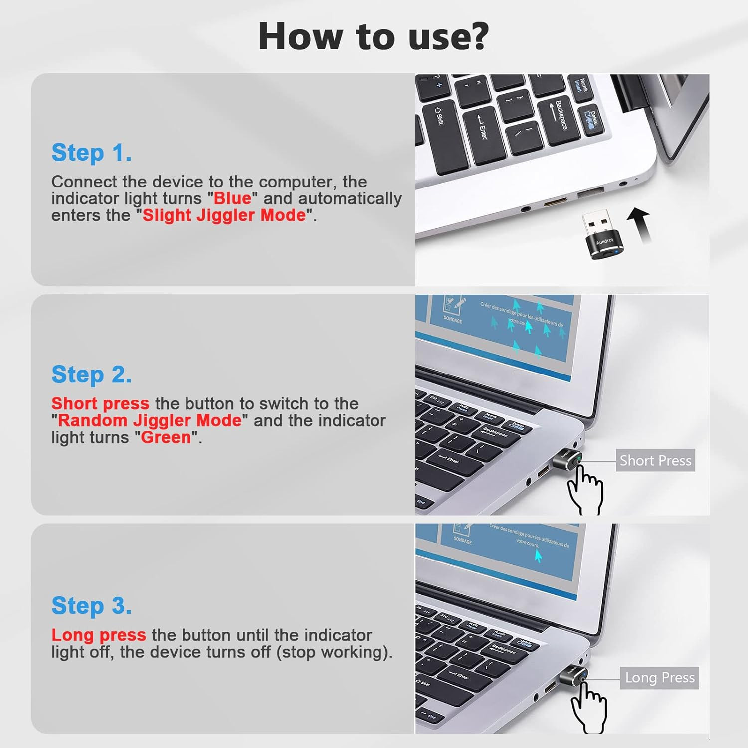 Undetectable Mouse Jiggler with Switch, USB Automatic Mouse Mover