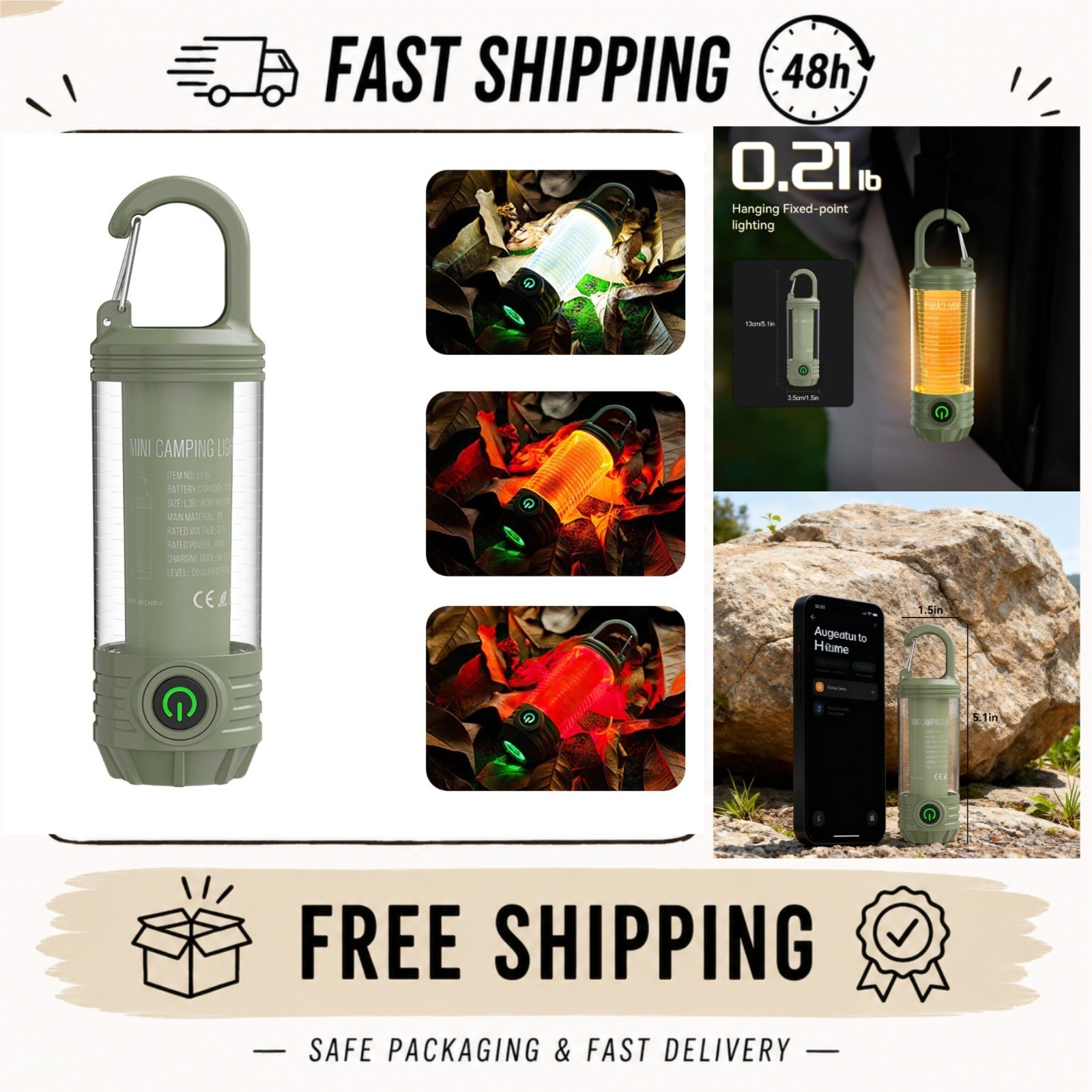 HomeBeyond Portable Camping Lantern Rechargeable LED Light - 6 Modes