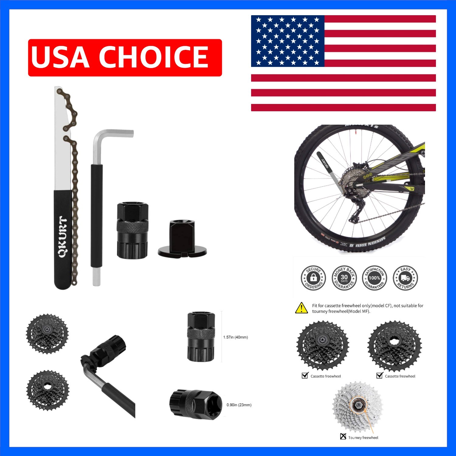 Chain Whip Tool Kit, Bicycle Cassette Removal Tool+Auxiliary Wrench+Cassette ...
