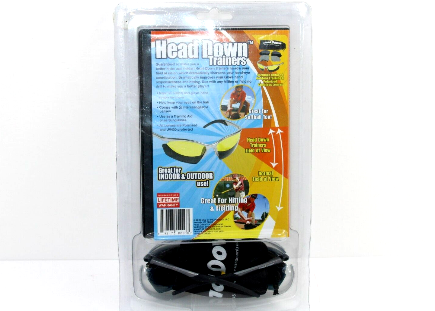 Head Down Baseball Trainers Vision Guide Glasses & DVD Hitting & Fielding