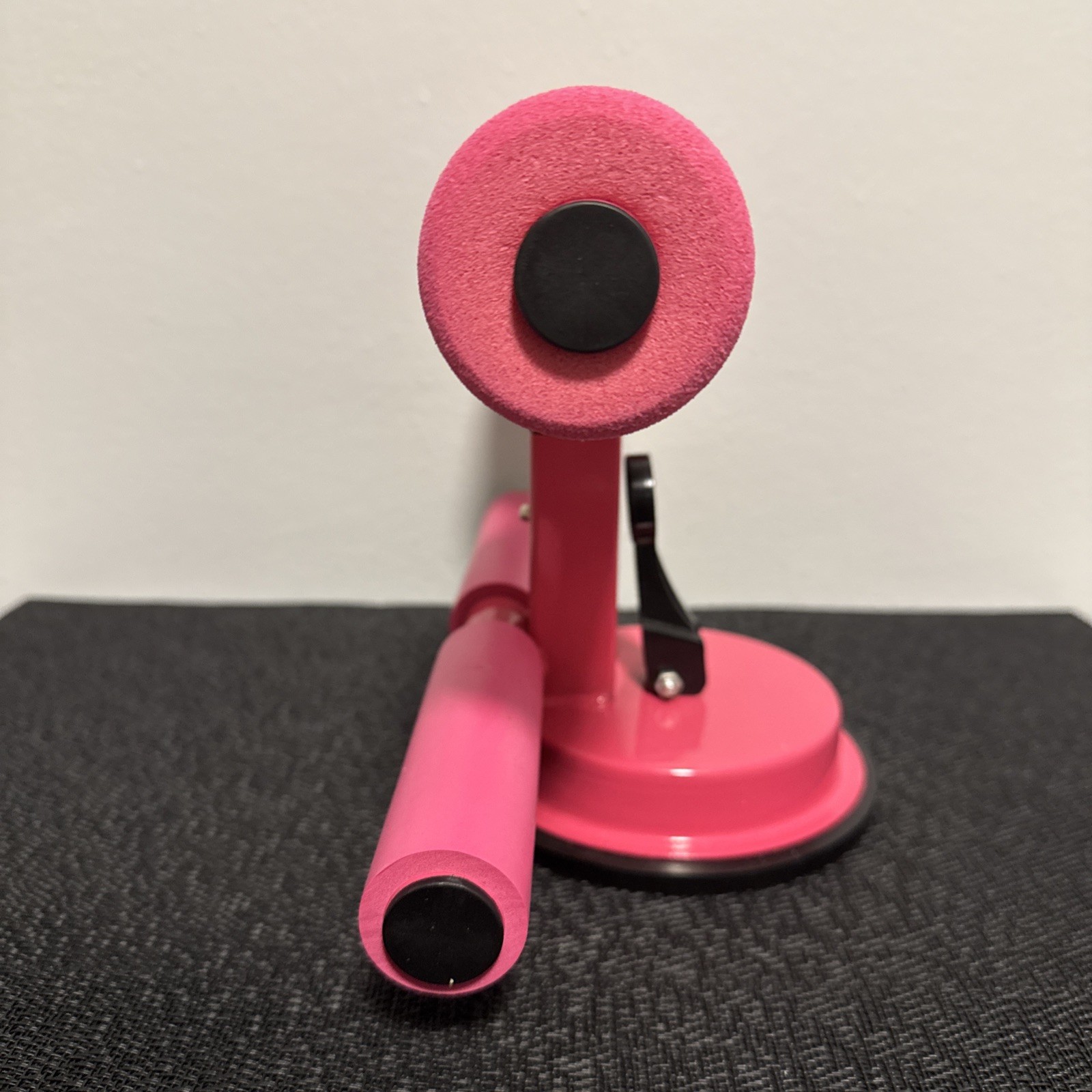 Floor-Mounted Sit-Up Assistant — Strong Suction Cup, Adjustable Footrest (Pink)