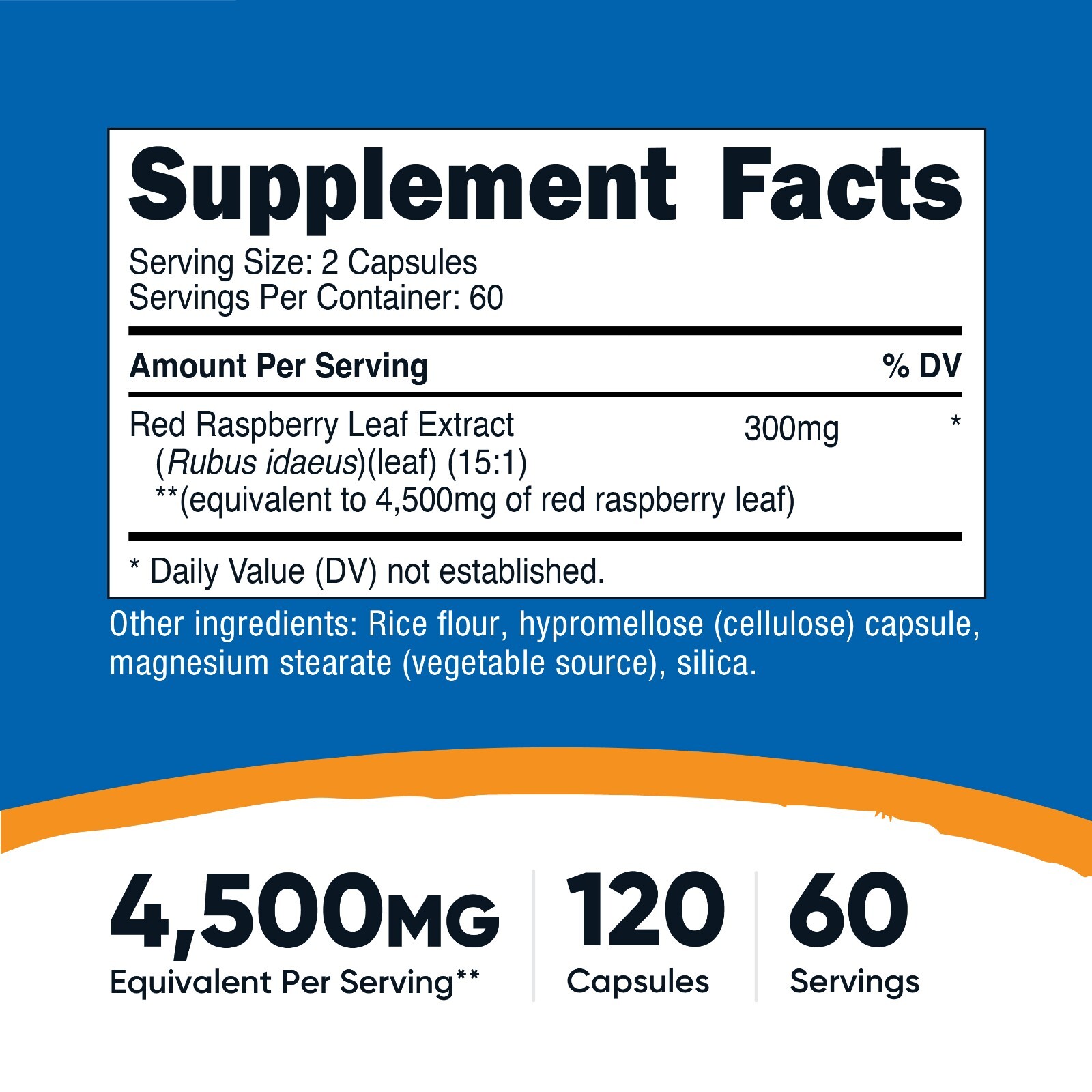 Nutricost Red Raspberry Leaf Extract (4500mg Equivalent) 120 Capsules - Vegan