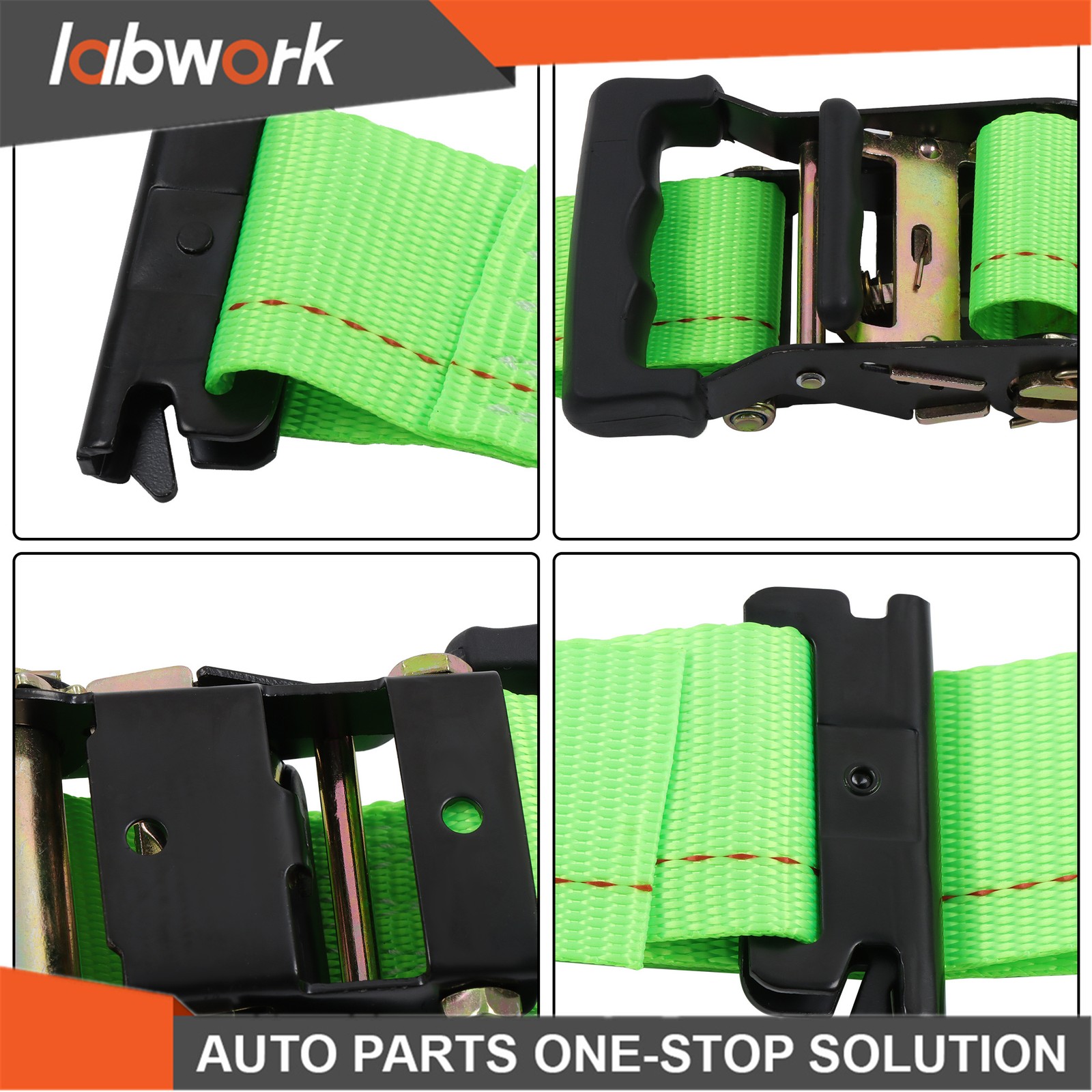 Labwork Heavy Duty Wheel Chock Tie Down Straps Set (4PK) For ATV UTV