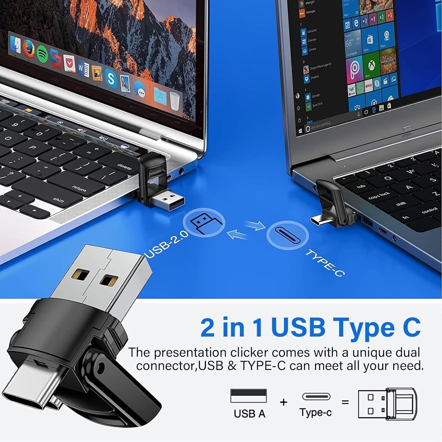 Wireless Presenter Remote Powerpoint Clicker USBA&C Receiver Storage Bag