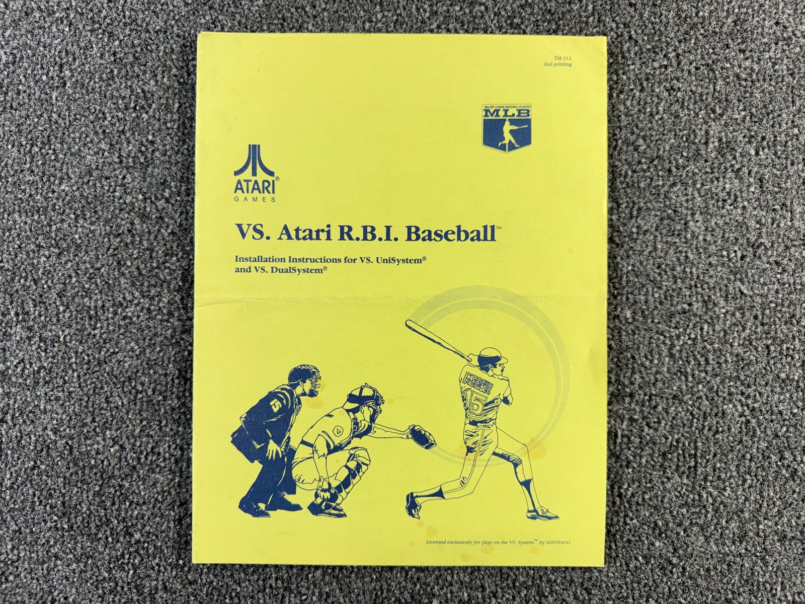 Atari VS. RBI Baseball Arcade Video Game Manual Parts ORIGINAL