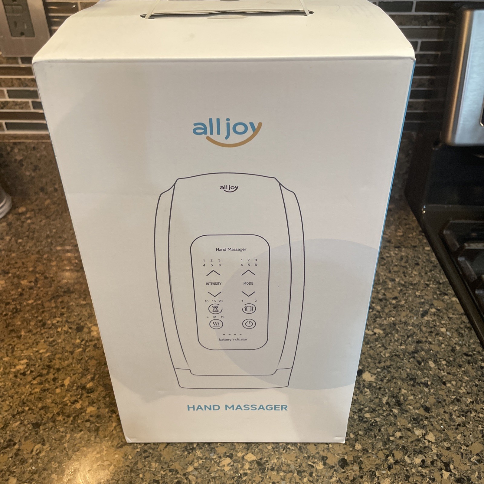 ALLJOY Hand Massager, Touchscreen Cordless W/ Vibration/Heat, 6 Level Pressure
