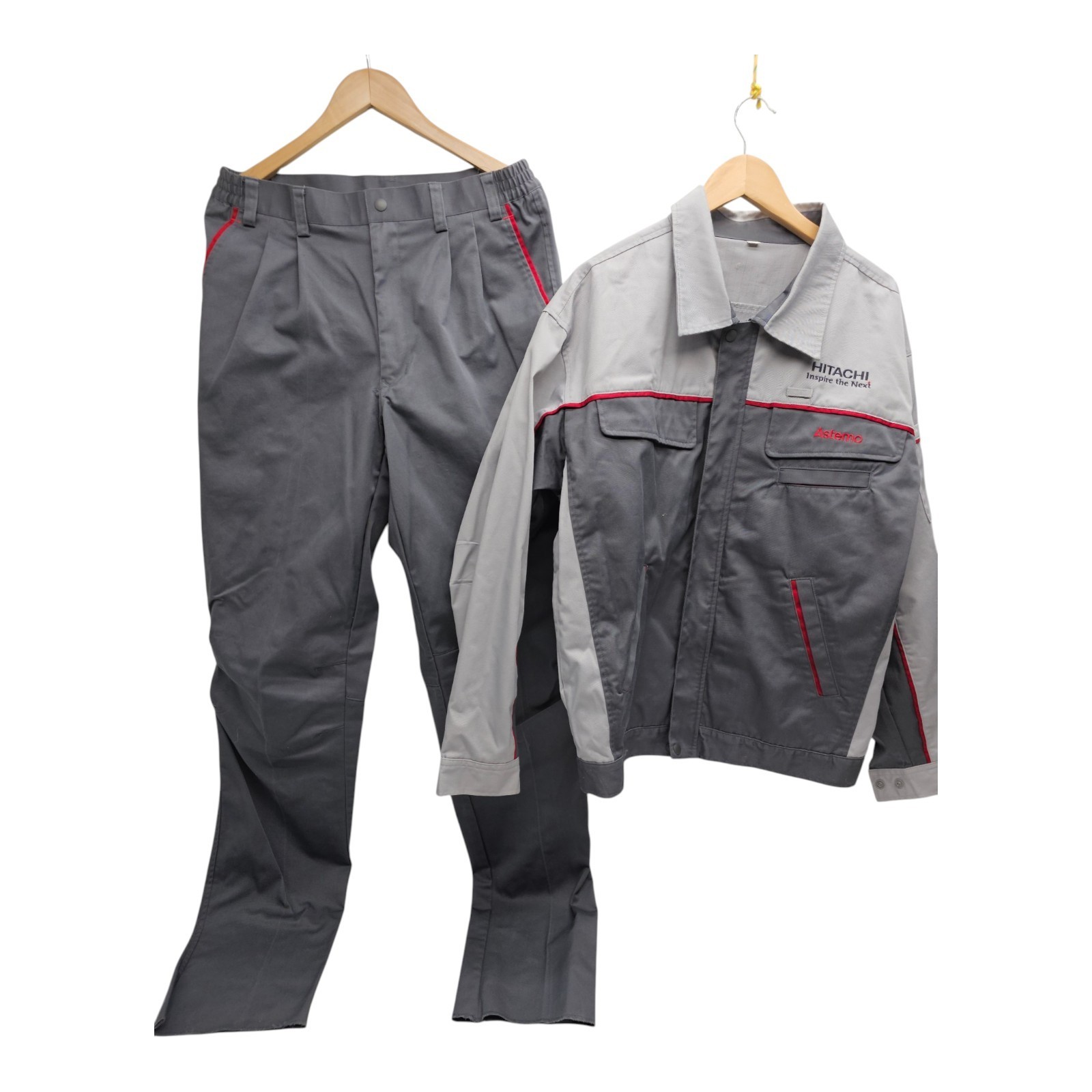 Hitachi Astemo Uniform Jacket Pants Set Size 4L Gray Red Workwear