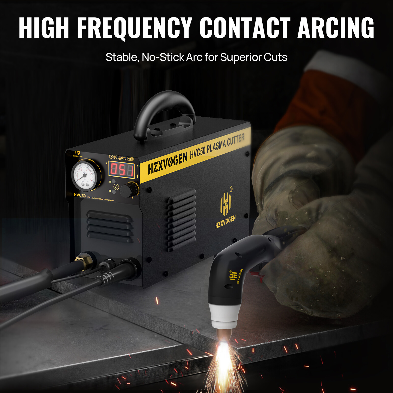 HZXVOGEN 110/220V HF Touch Pilot Arc Cutting Plasma Cutter Quick Air Connector