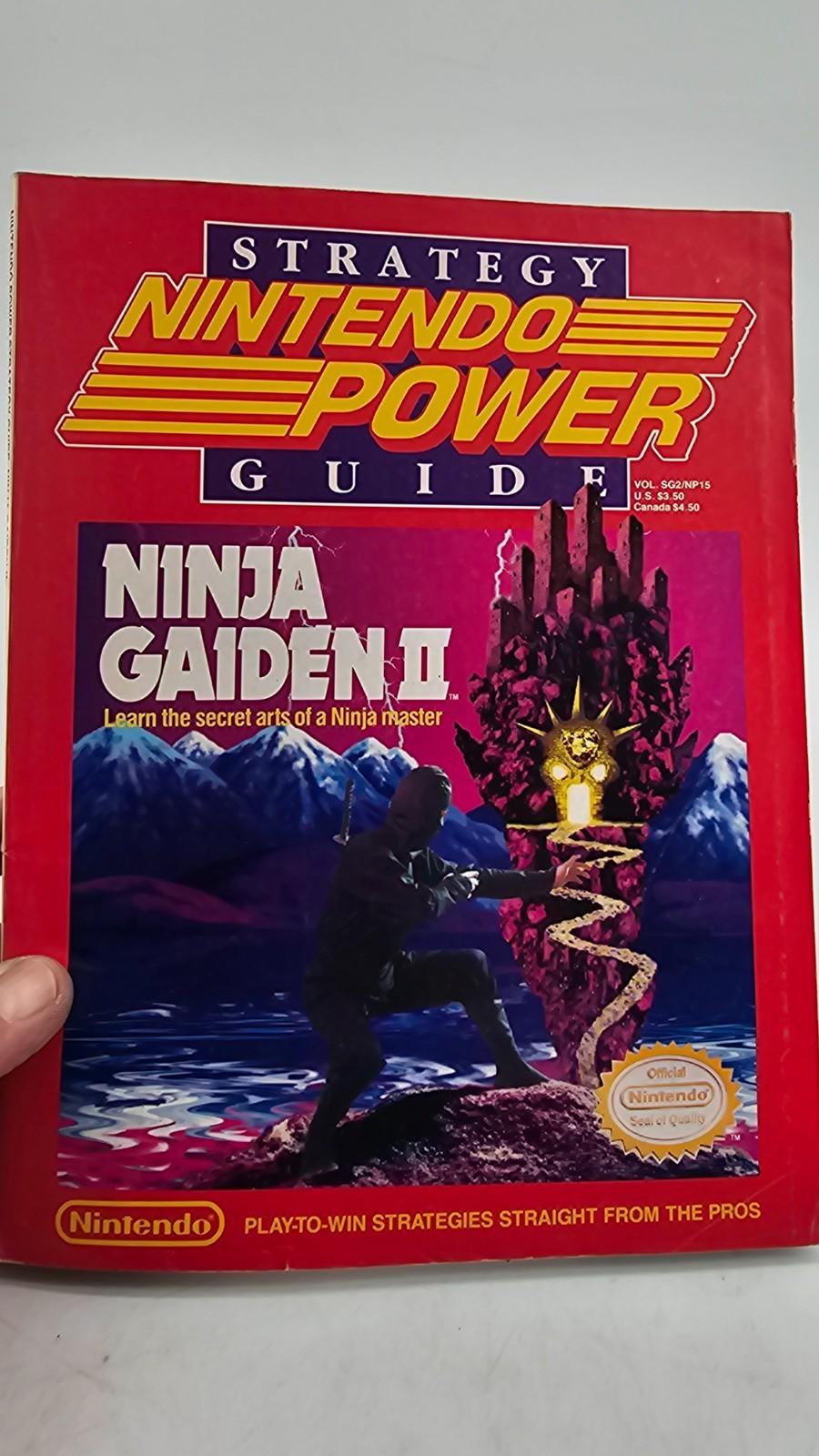 1990 Nintendo Power #15 - Ninja Gaiden II Strategy Guide w/ Poster & Mail Insert
