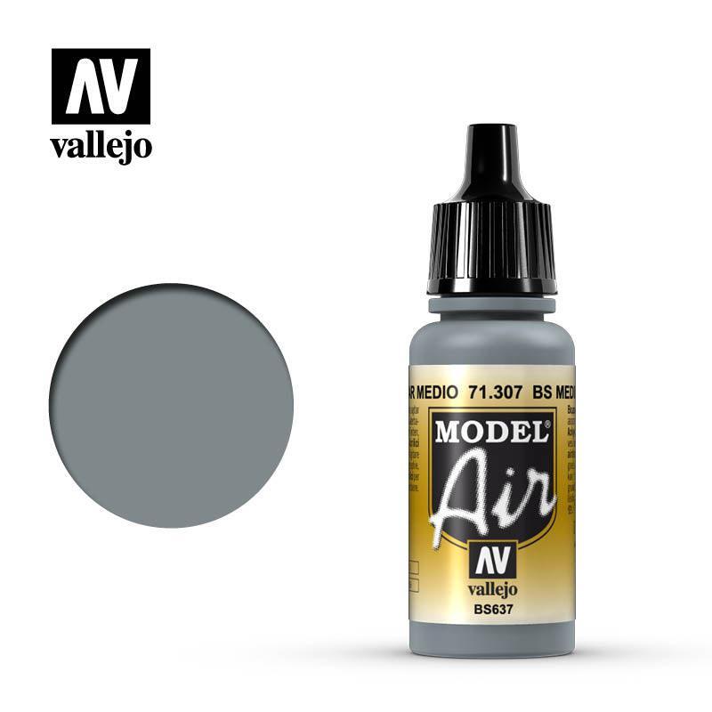 Vallejo 71307 Model Air BS Medium Sea Grey Acrylic Paint 17ml - US