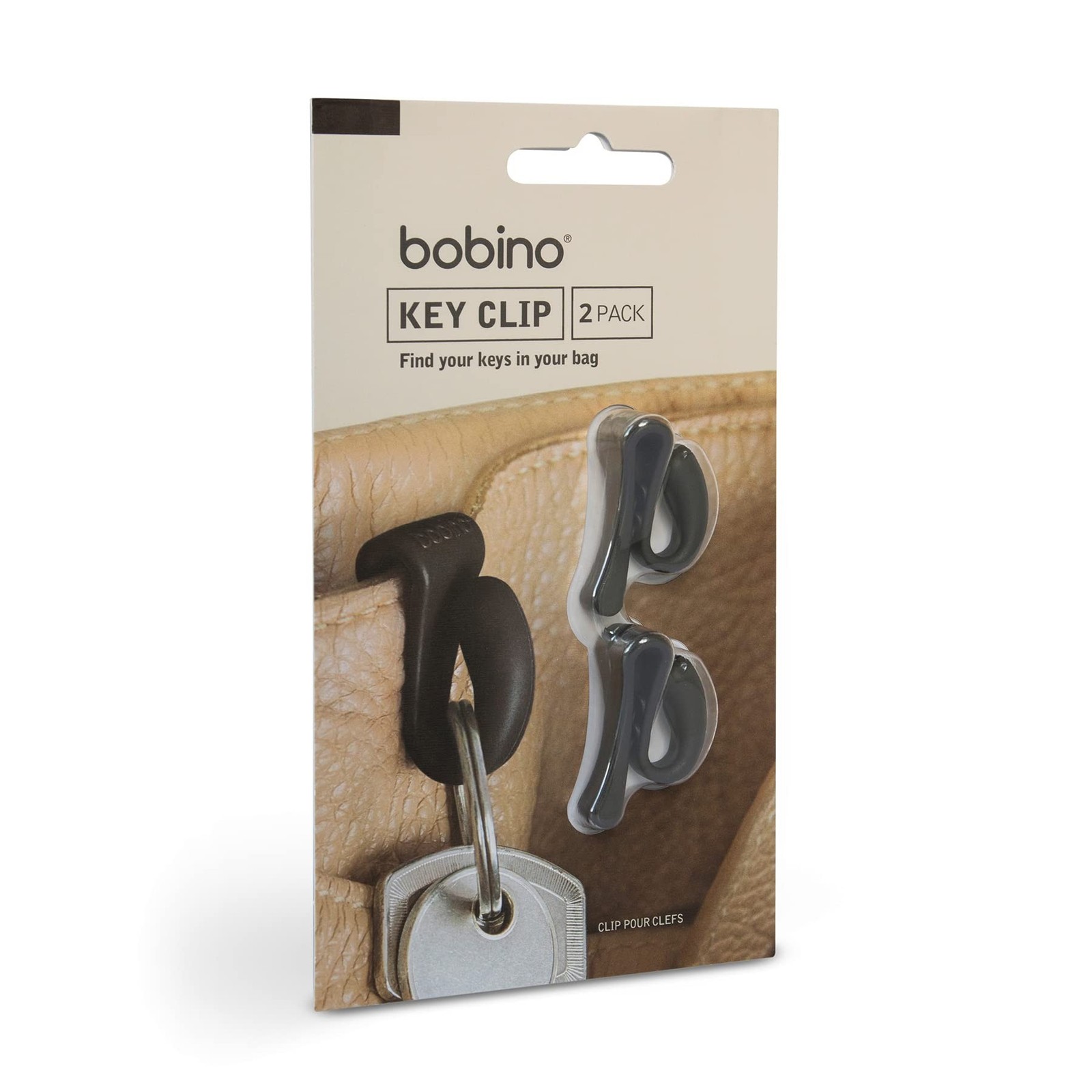 Bobino Key Clip 2-Pack - Stylish Minimalist Organizer Charcoal