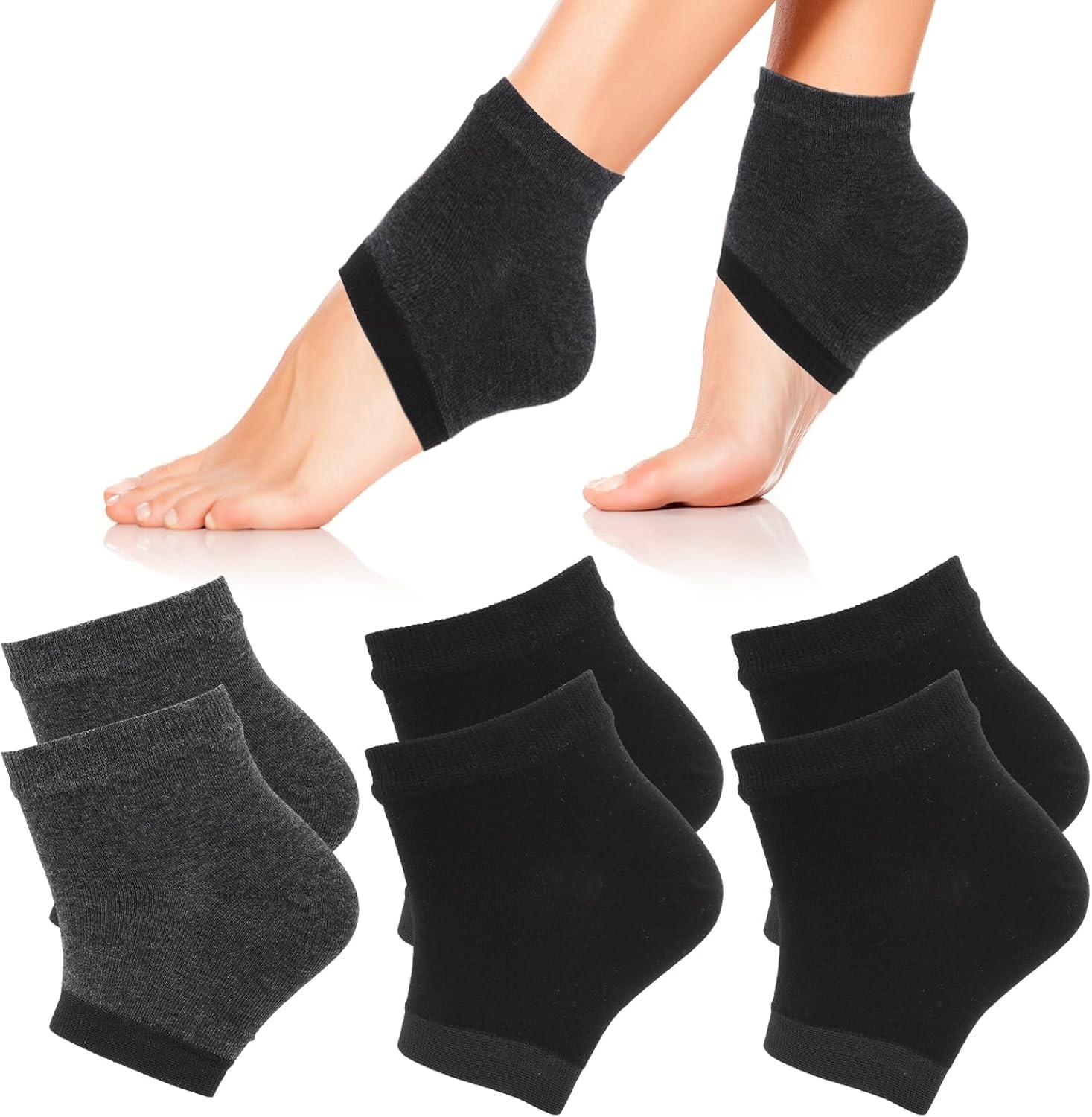 Sibba 3 Pairs Moisturizing Heel Socks Ventilate Gel One size 3