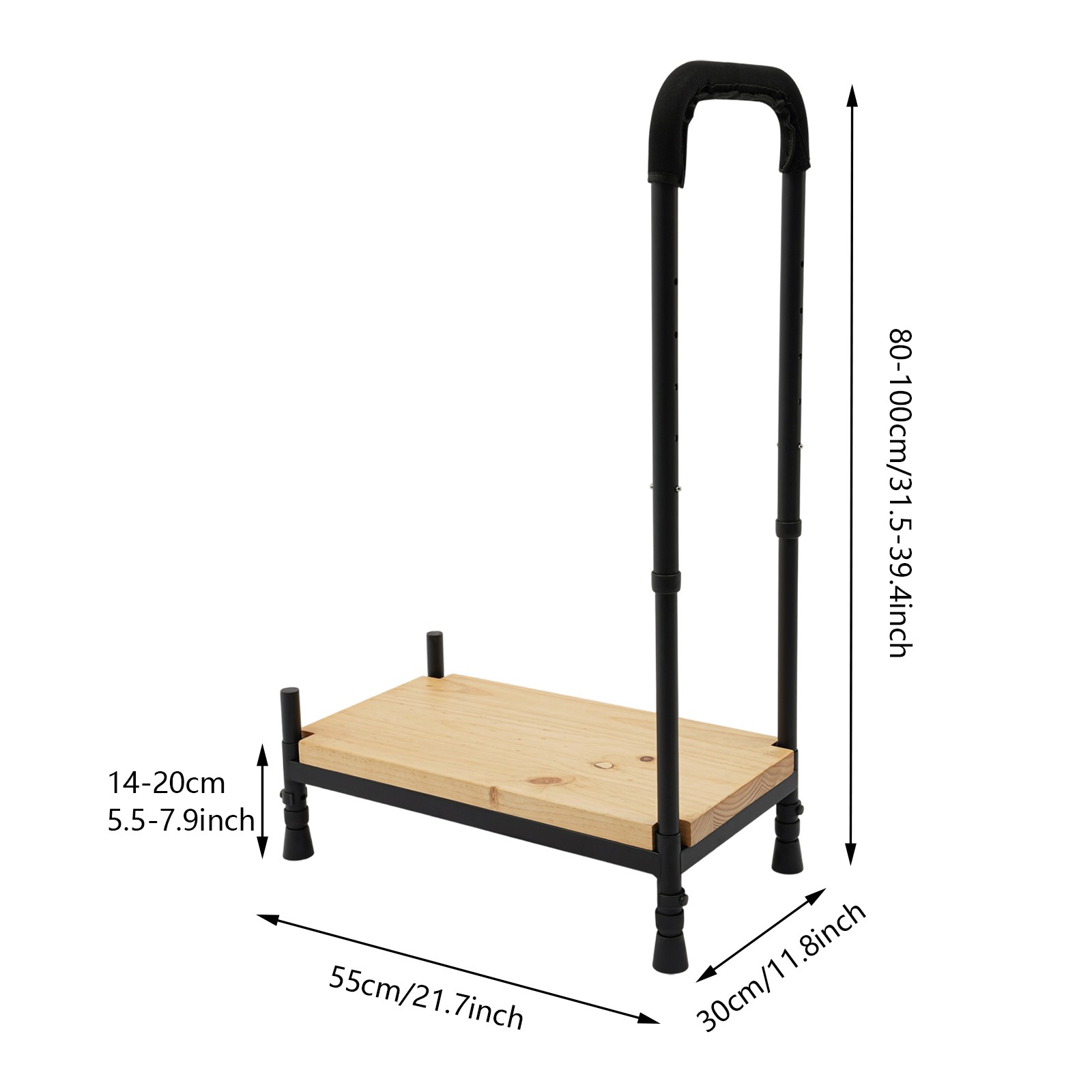Freestanding Adjustable Height Bedside Step Stool Soft Foam Load 181kg For Eldly