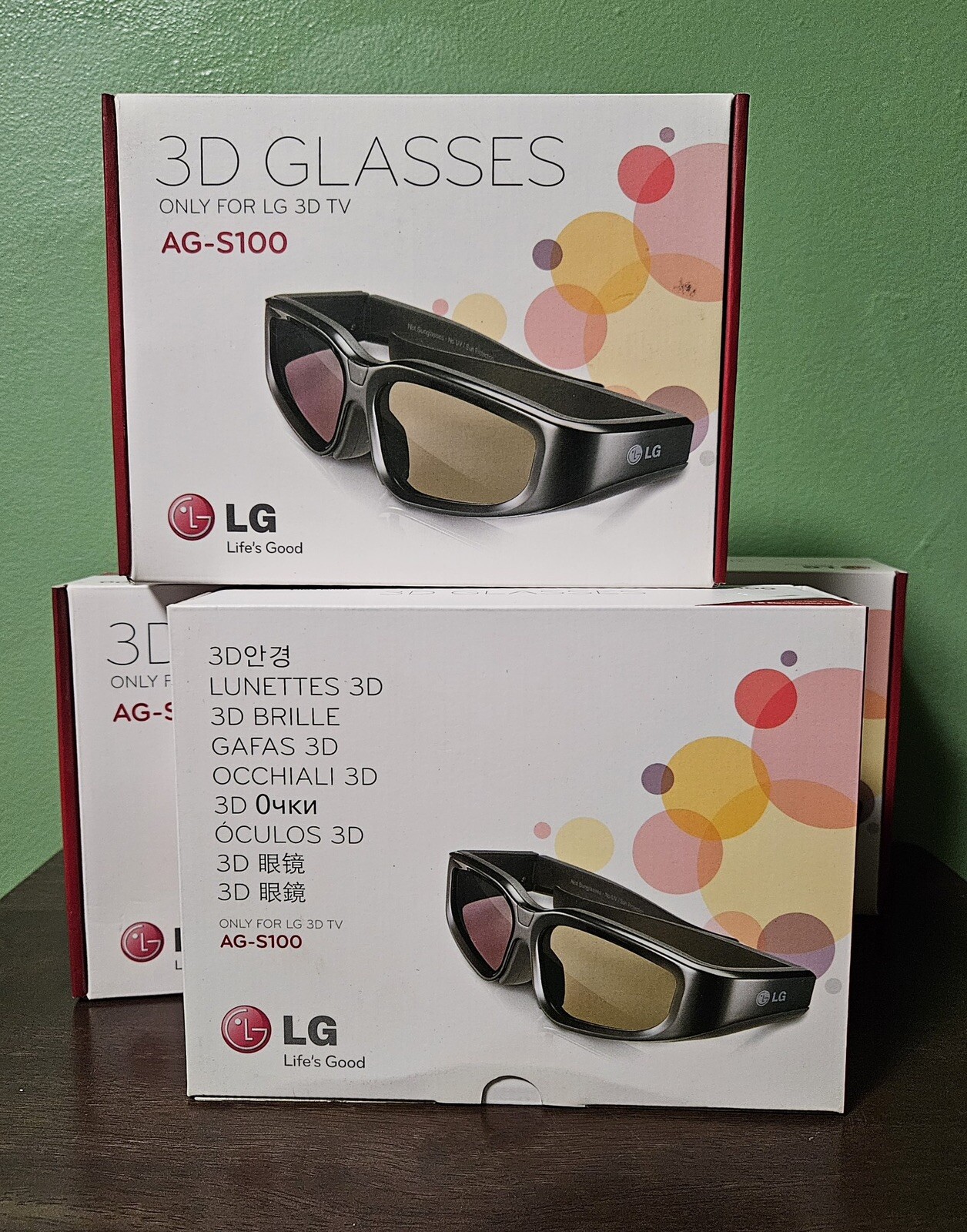 NIB Set Of 4 NEW Unopened Genuine LG 3D Glasses for LG 3D TV (AG-S110).