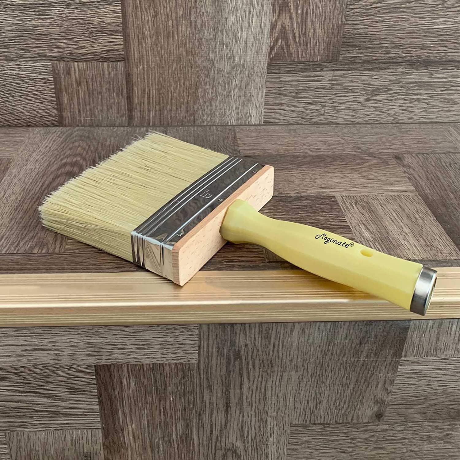 Deck Brush for Applying Stain, 5-inch Paint Brush, Medium Size for Quick Deck...