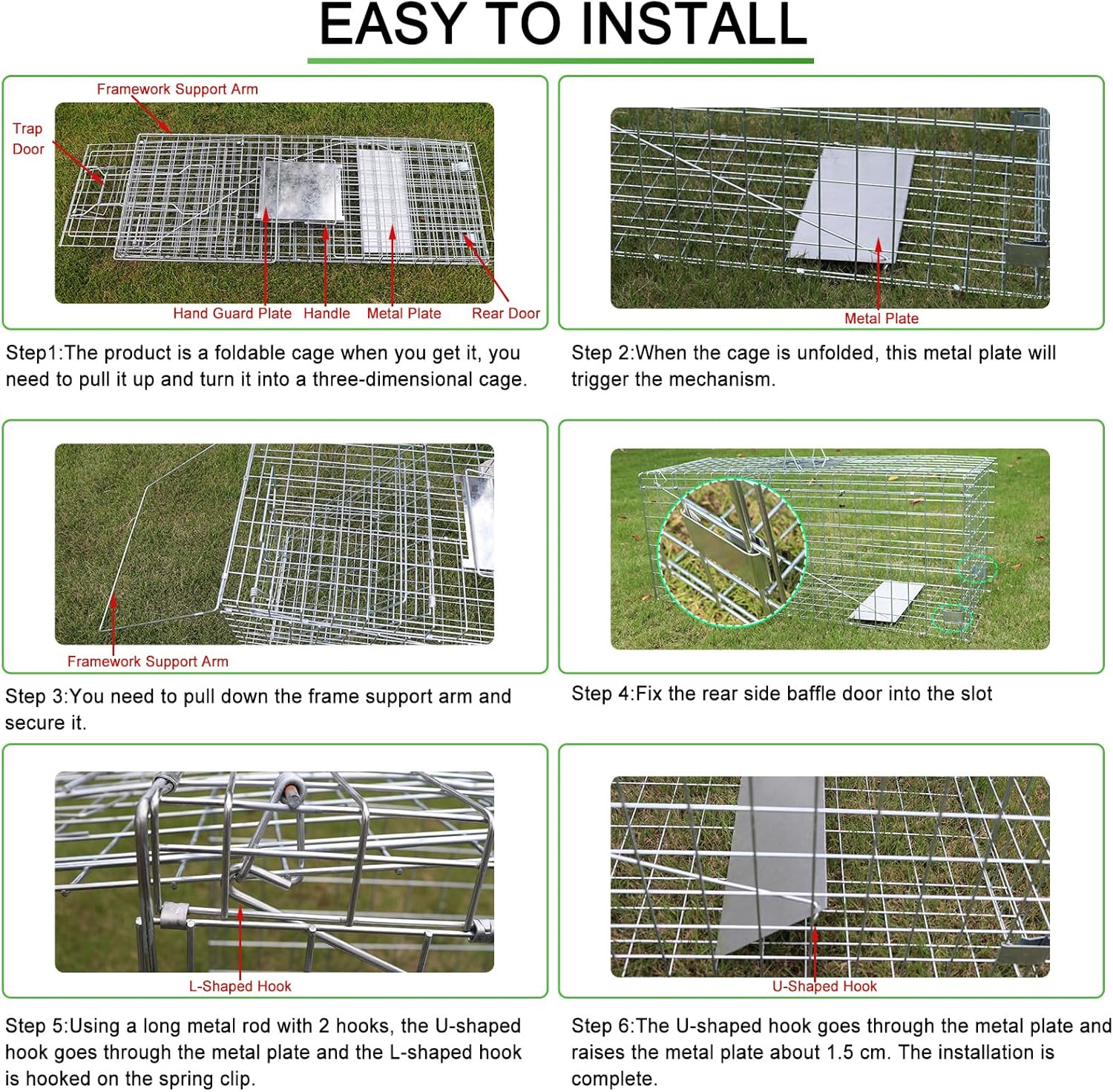 Humane Large Animal Trap for Fox, Raccoons & Coyotes - 42.5"x15"x17
