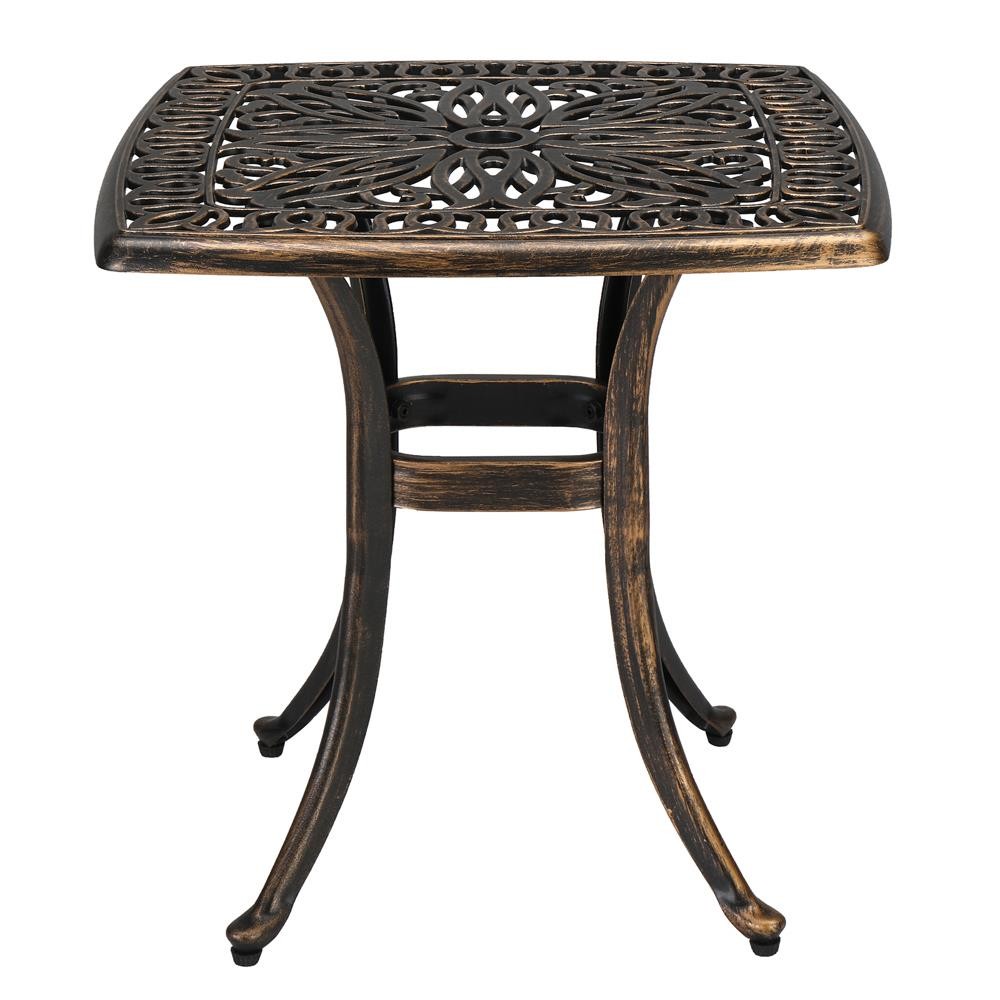Patio Bistro Table w/ Umbrella Hole Cast Aluminum Dining Table Outdoor Furniture