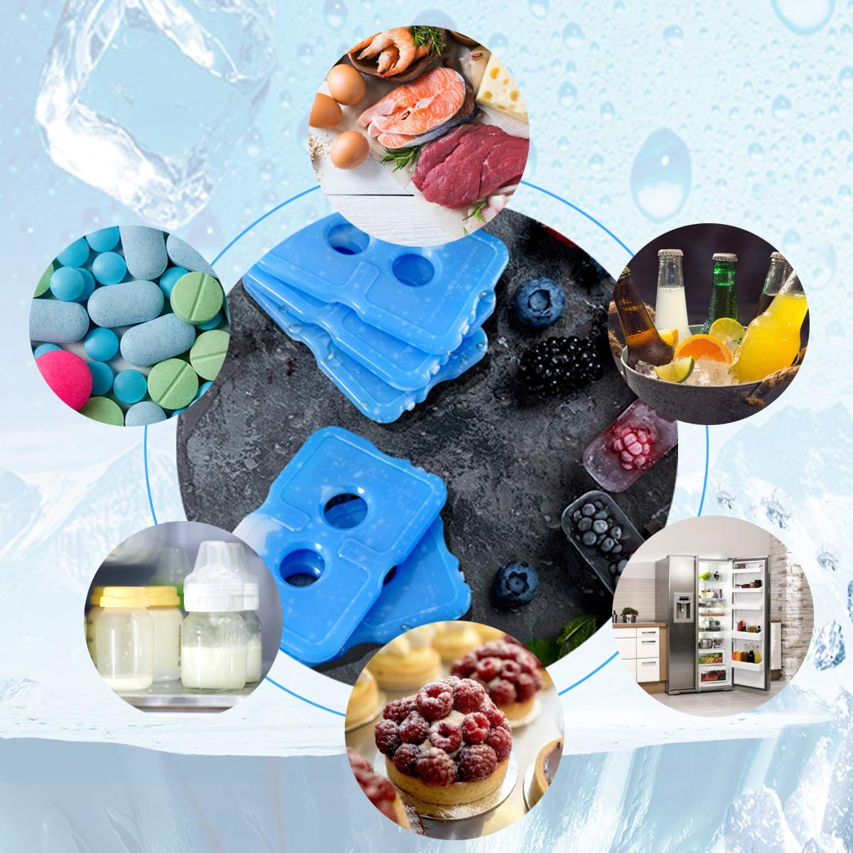 5 Pack Slim Ice Pack Brick Reusable Long Lasting Cold Thin Freezer Packs Cool...