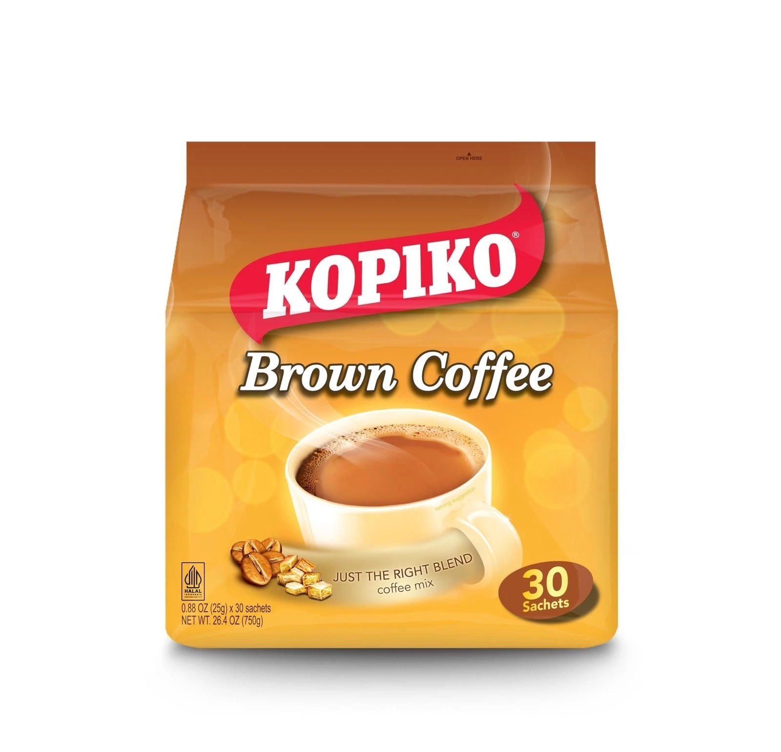 Kopiko Instant 3 In 1 Brown Coffee - 30 Packets/Bag (26.5 Oz)