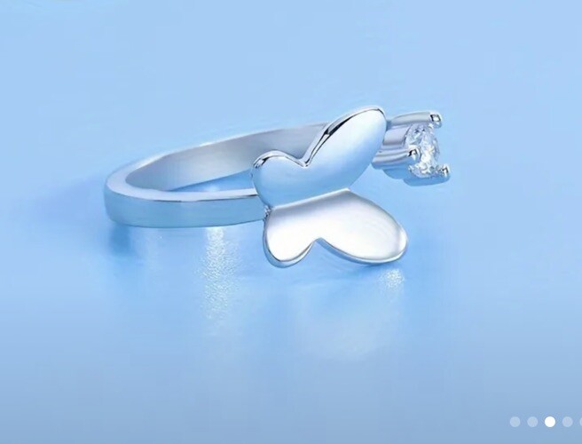 925 Sterling Silver Adjustable Butterfly Ring/ Toe Ring