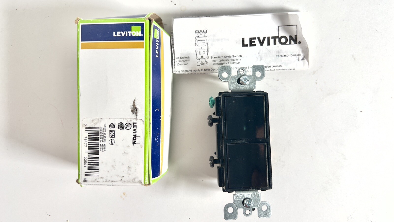 Leviton Light Switch On Off Single Pole Rocker Impact Resistant Indoor 15 Amp