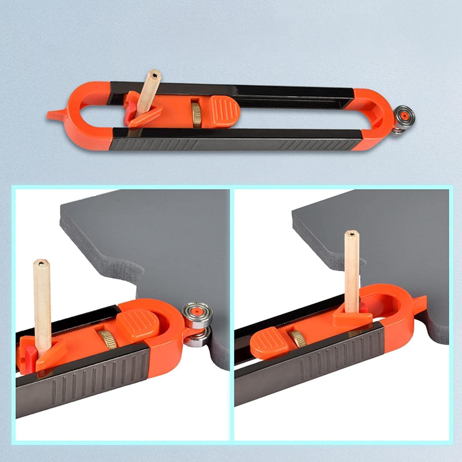 Precise Contour Scribe Tool with Lock for Pencil - Woodworking Edge Corner Measu