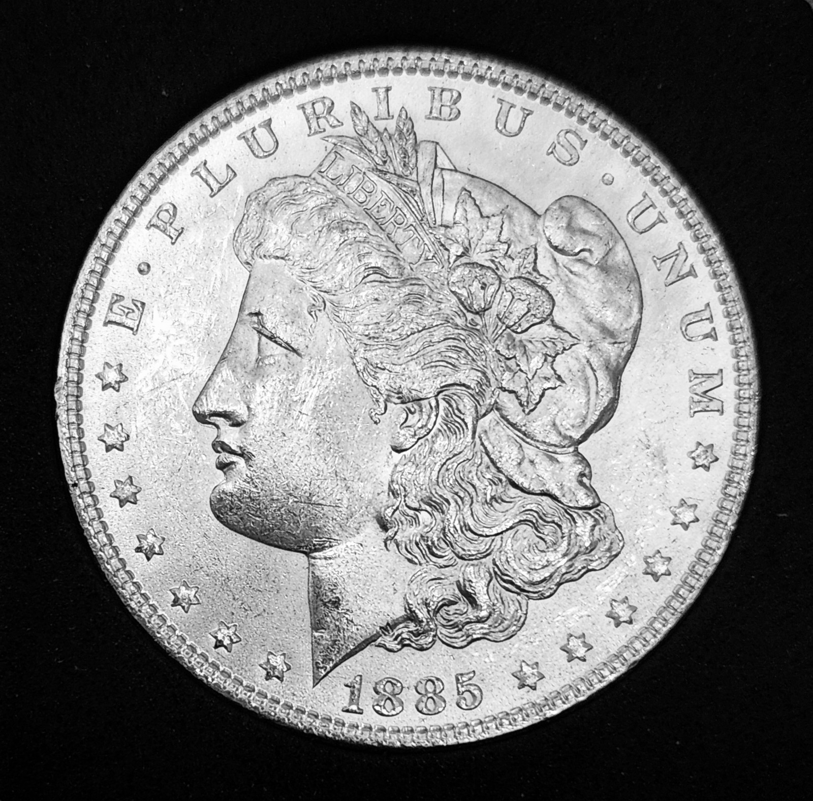 1885 P Authentic Morgan Silver Dollar - in Brilliant AU+ Condition